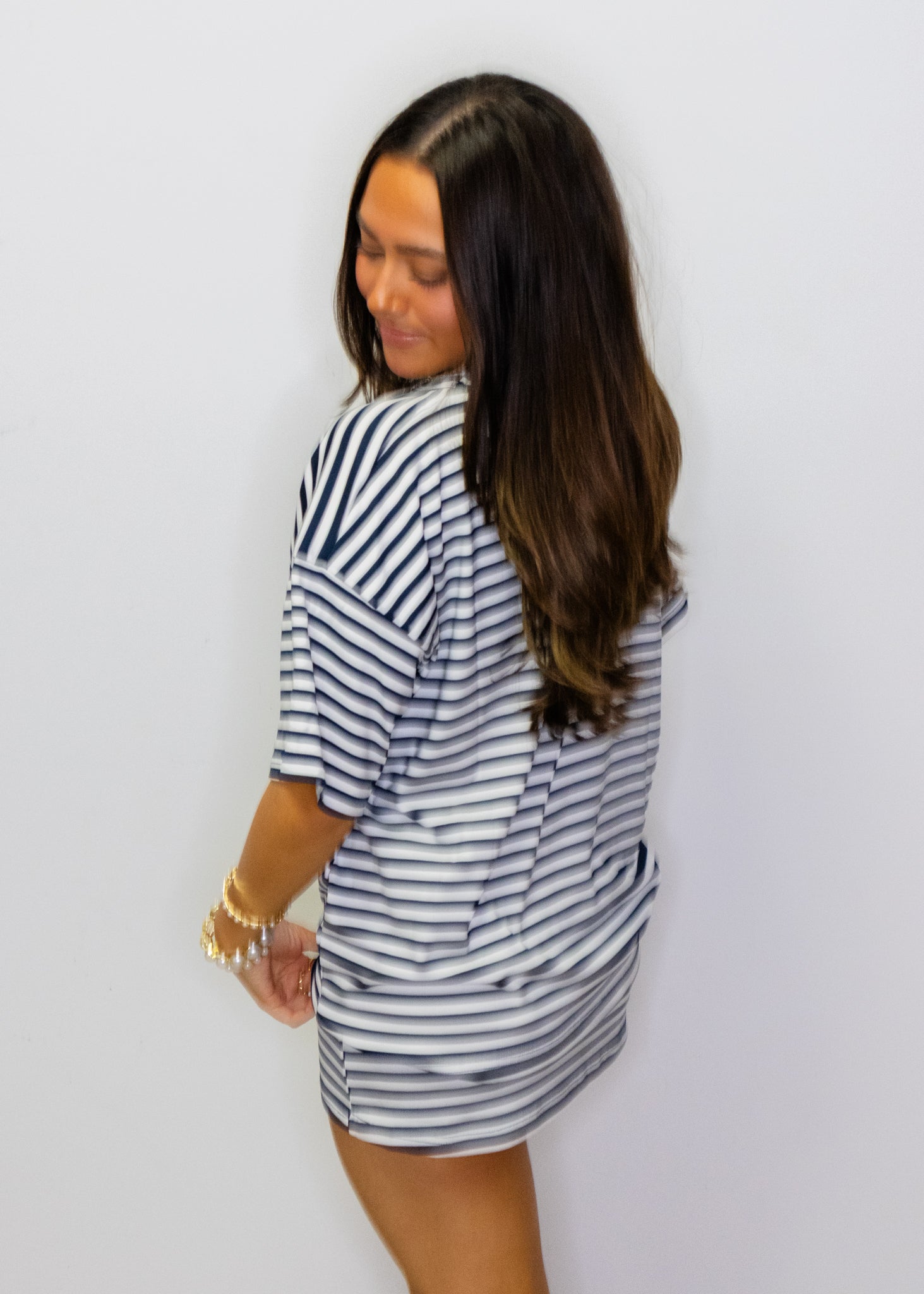 Navy & White Stripe Skort