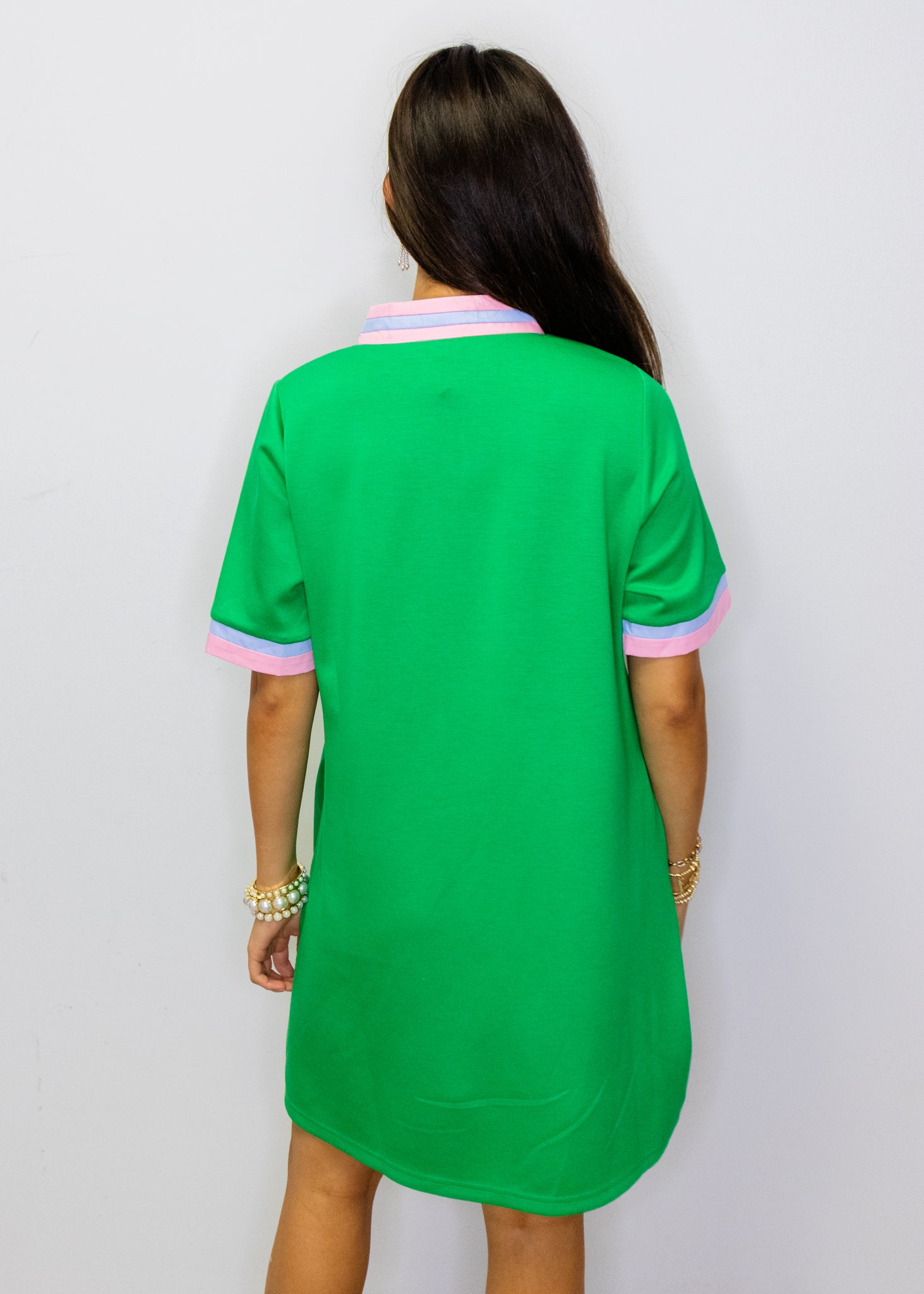 Kelly Green Contrast Detail Dress