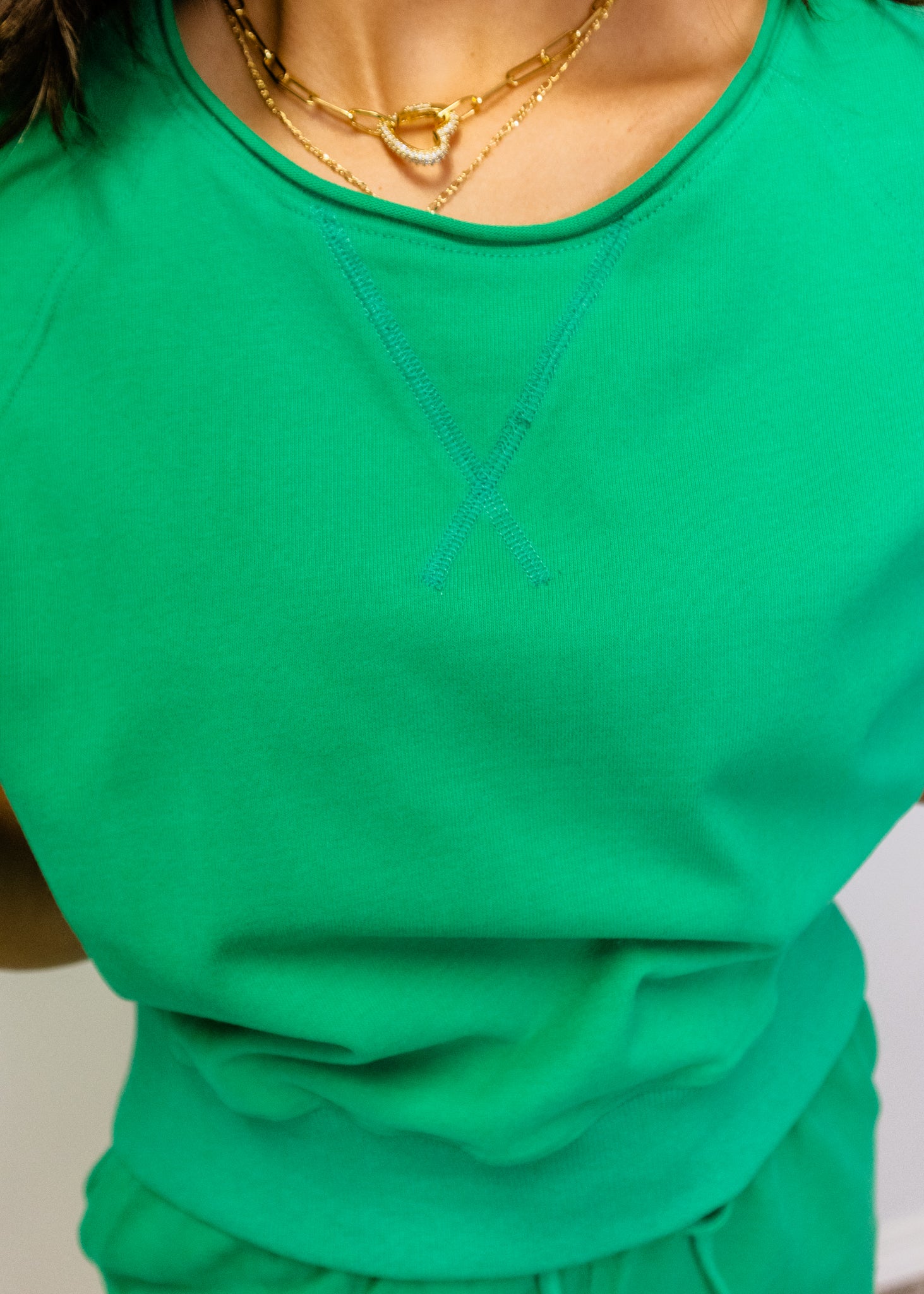 Green Cotton Shorts Set