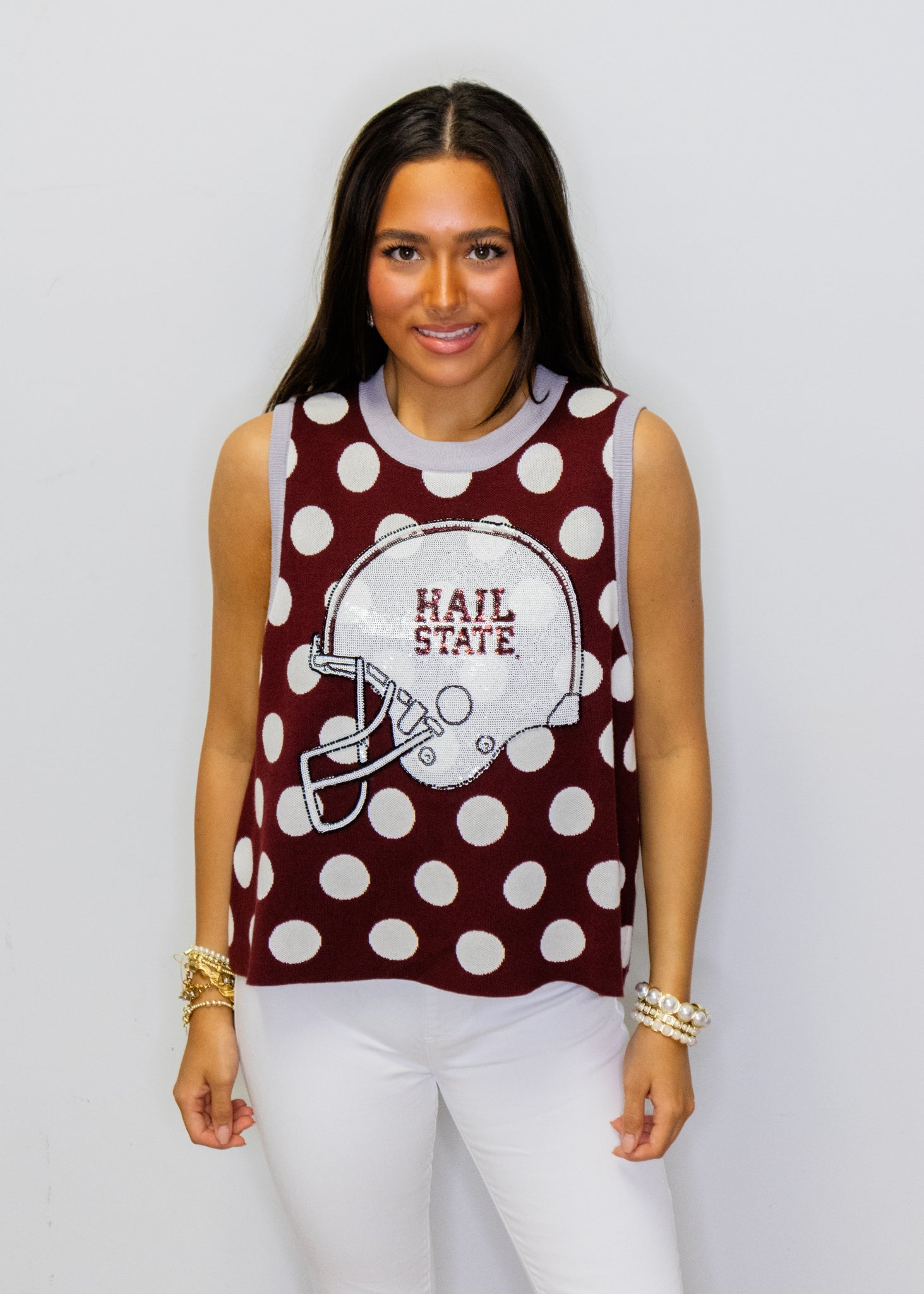 Licensed Miss State Polka Dot Helmet Knit Tank