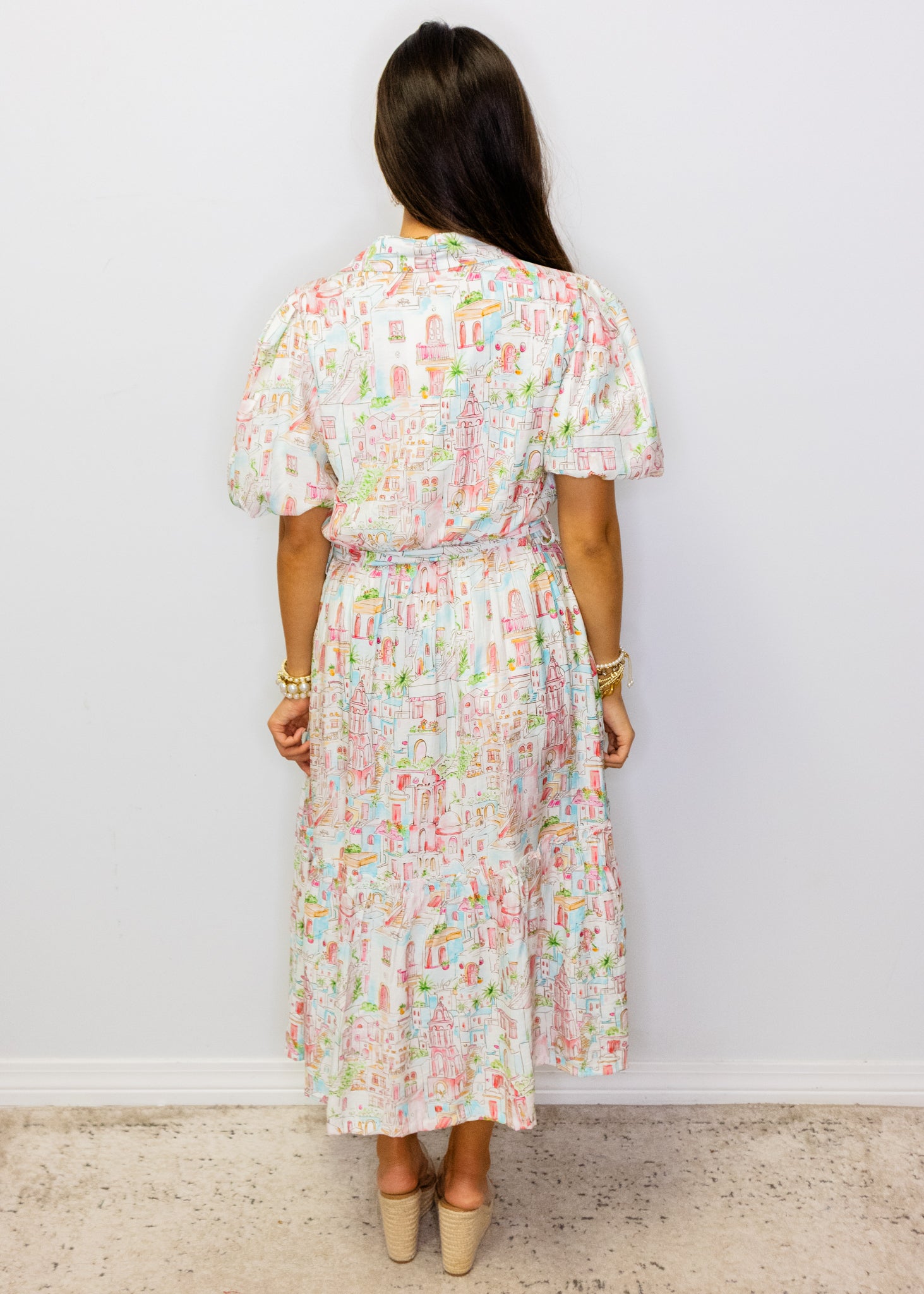 Multi Town Button Midi Dress