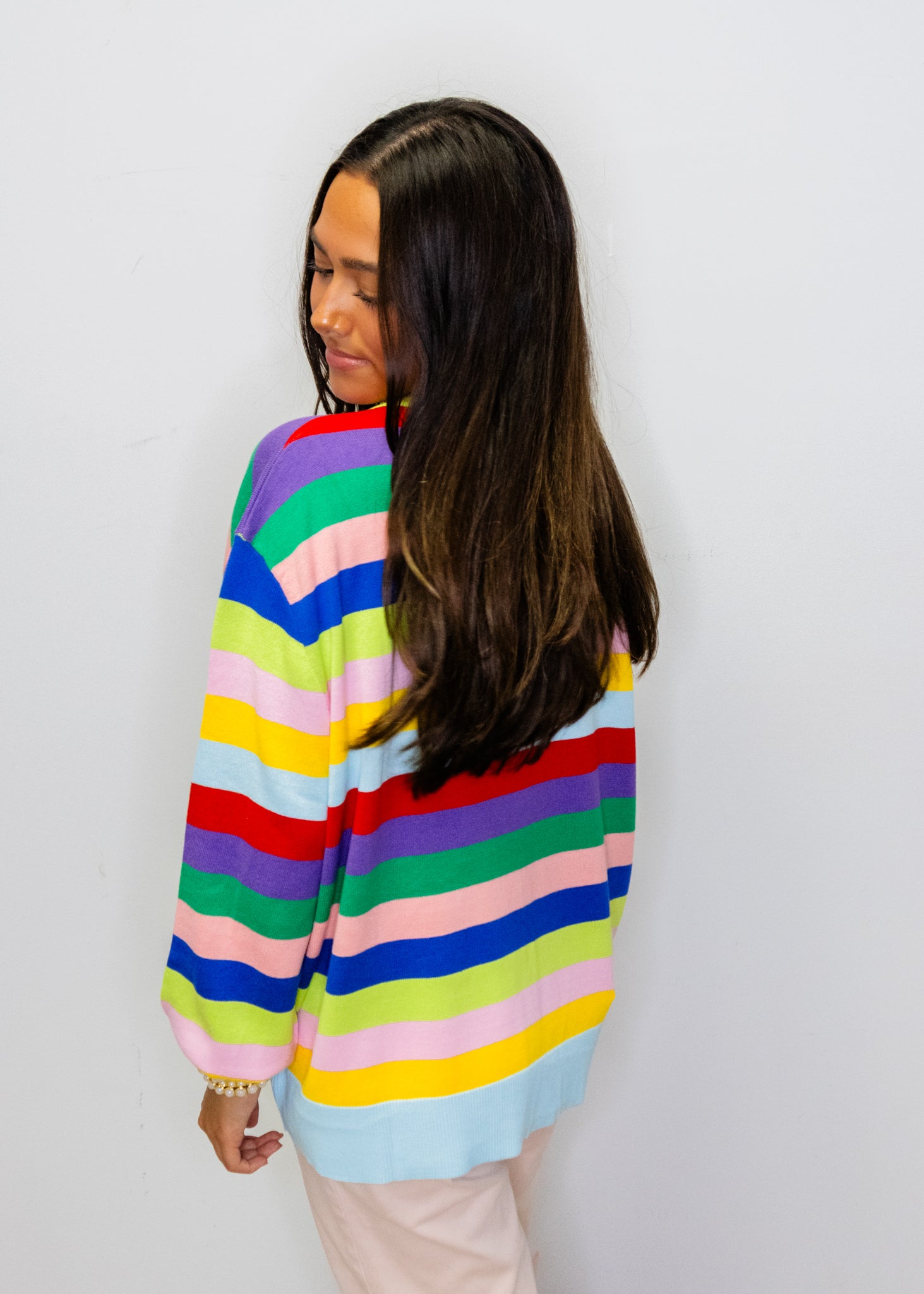 Multi Stripe School Books & Apple Sweater