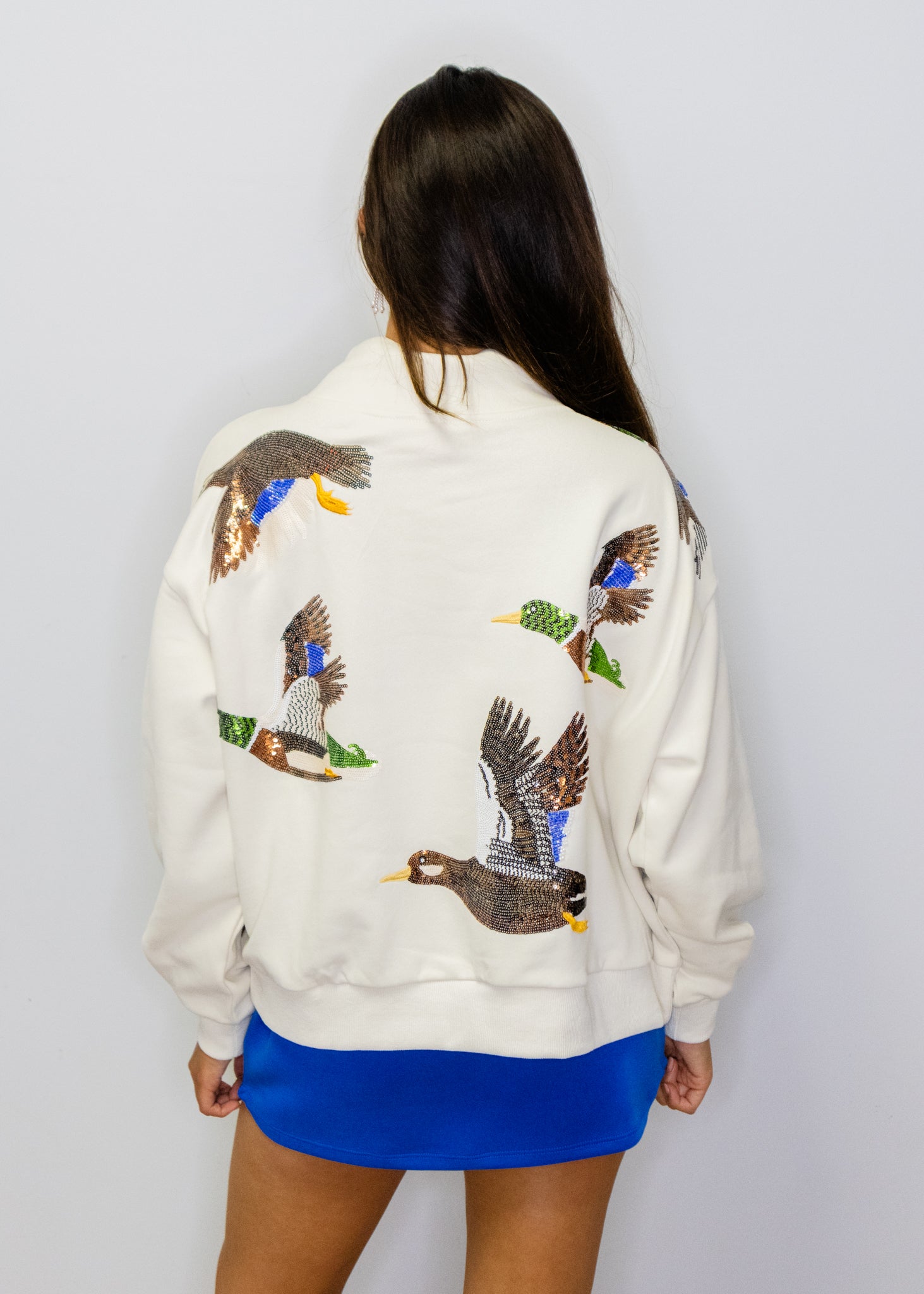 Ivory Flying Ducks Mock Neck Sweatshirt