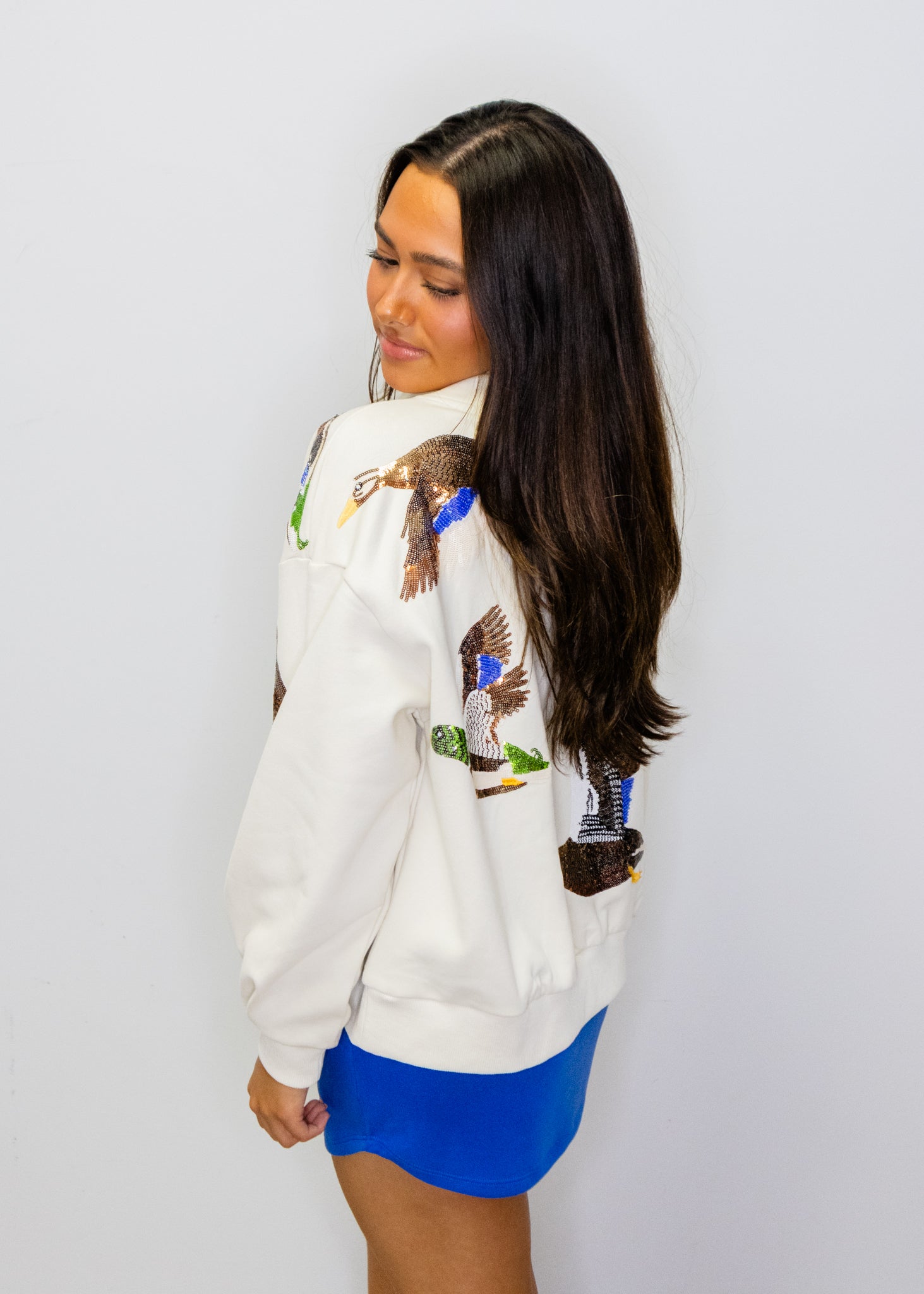 Ivory Flying Ducks Mock Neck Sweatshirt