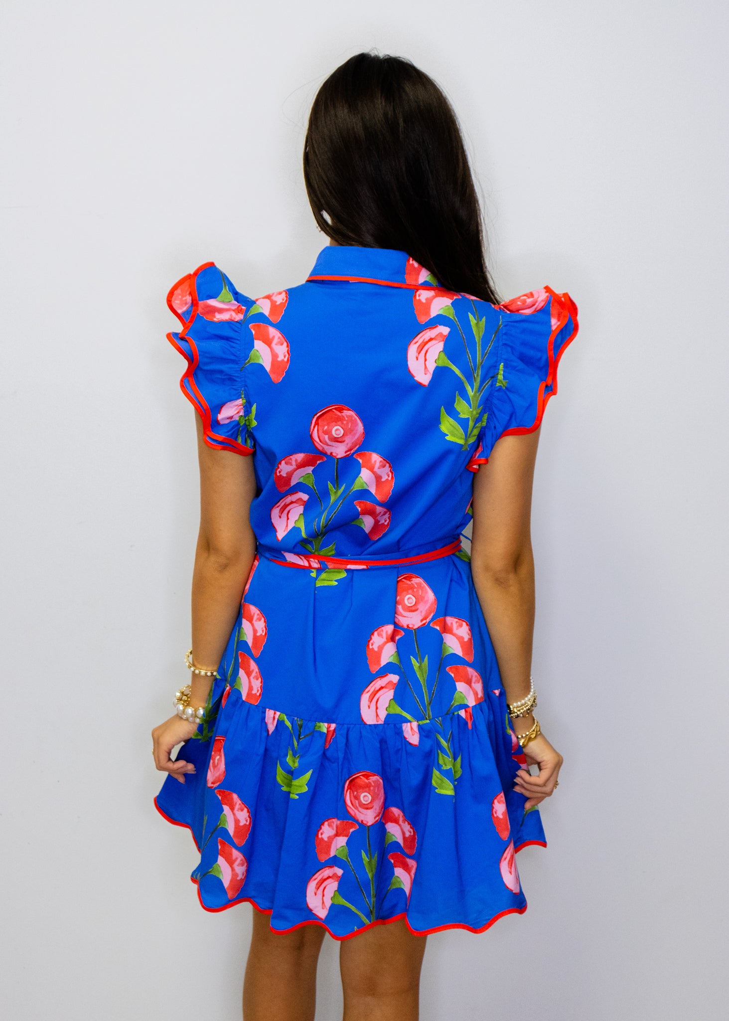 Royal Blue Floral Tie Dress