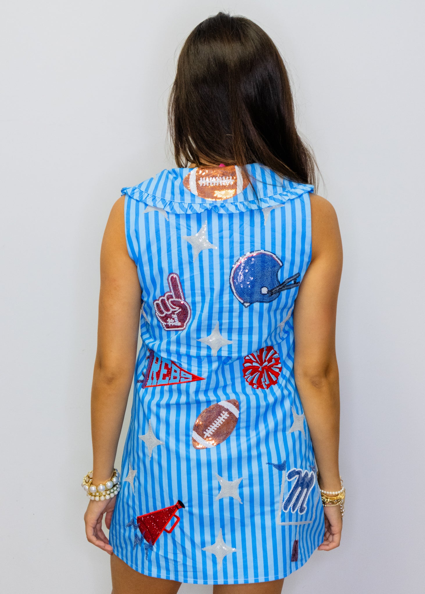 Licensed Ole Miss Licensed Striped Sparkle Gameday Icon Cotton Collar Tank Dress
