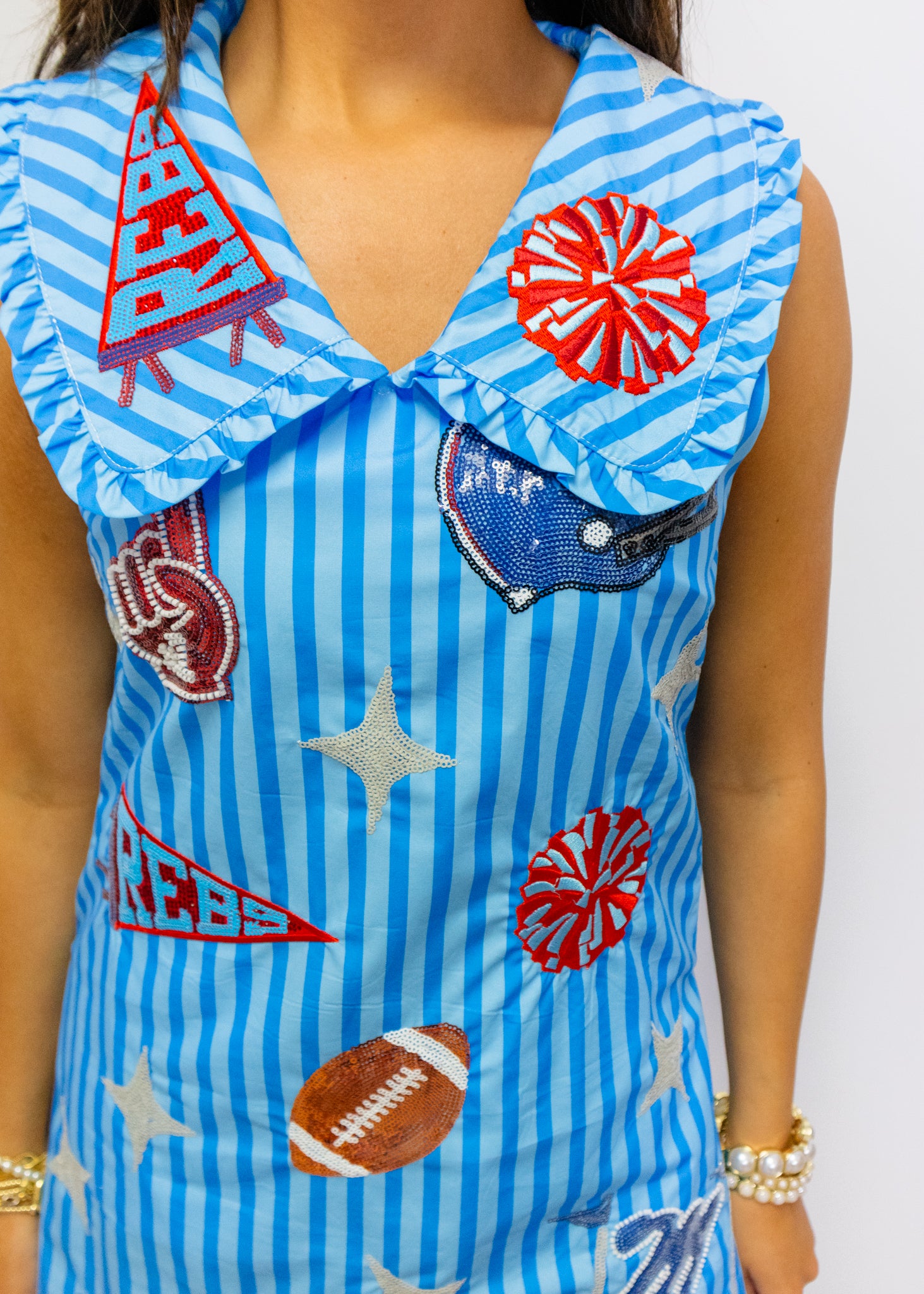 Licensed Ole Miss Licensed Striped Sparkle Gameday Icon Cotton Collar Tank Dress