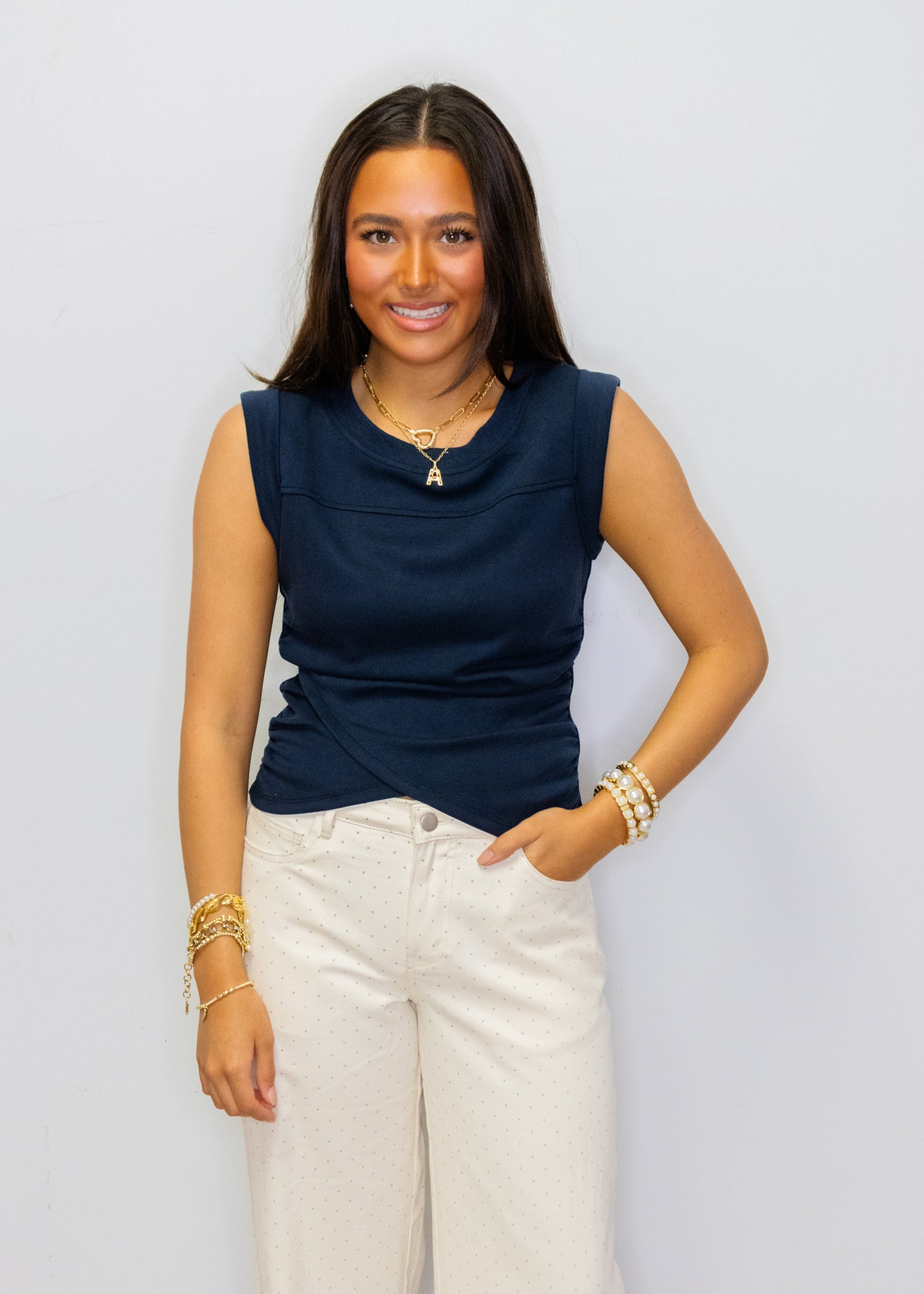 Navy Wrap Modal Sleeveless Top