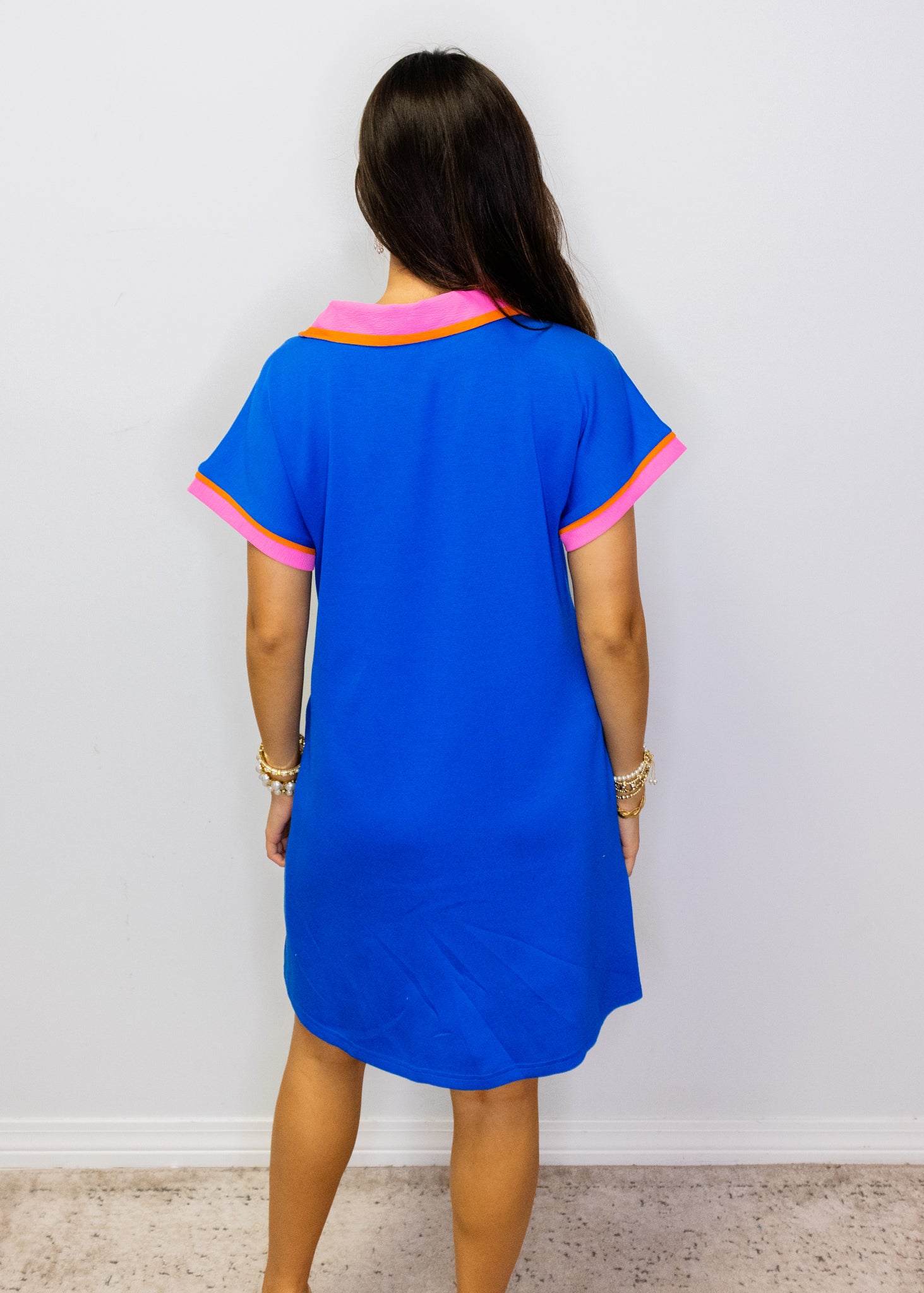 Royal Blue Contrast Detail Dress