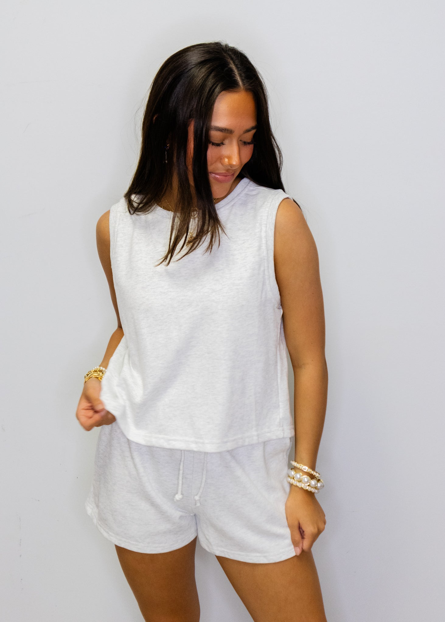 Grey French Terry Shorts Set