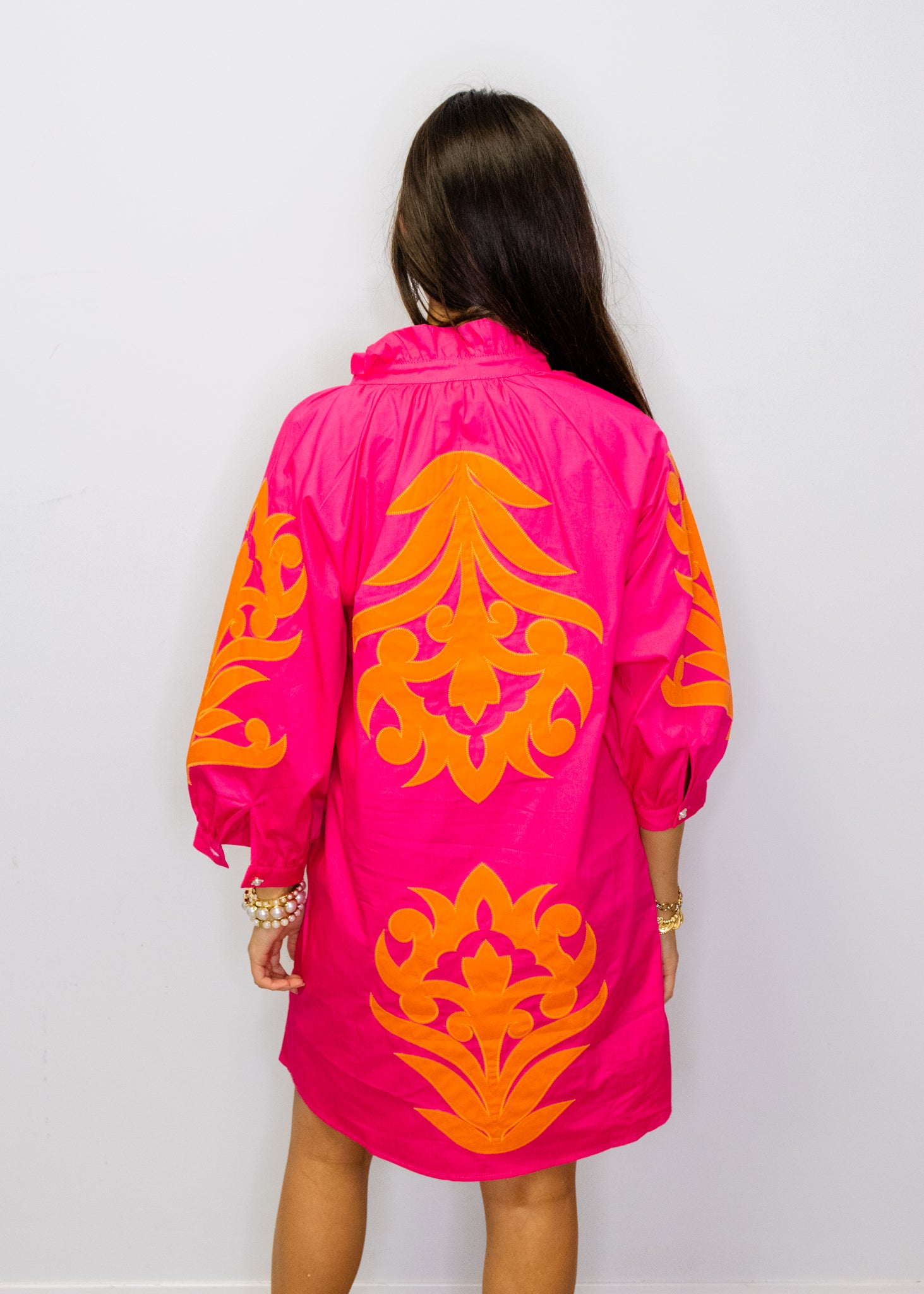 Fuchsia & Orange Baroque Shift Dress