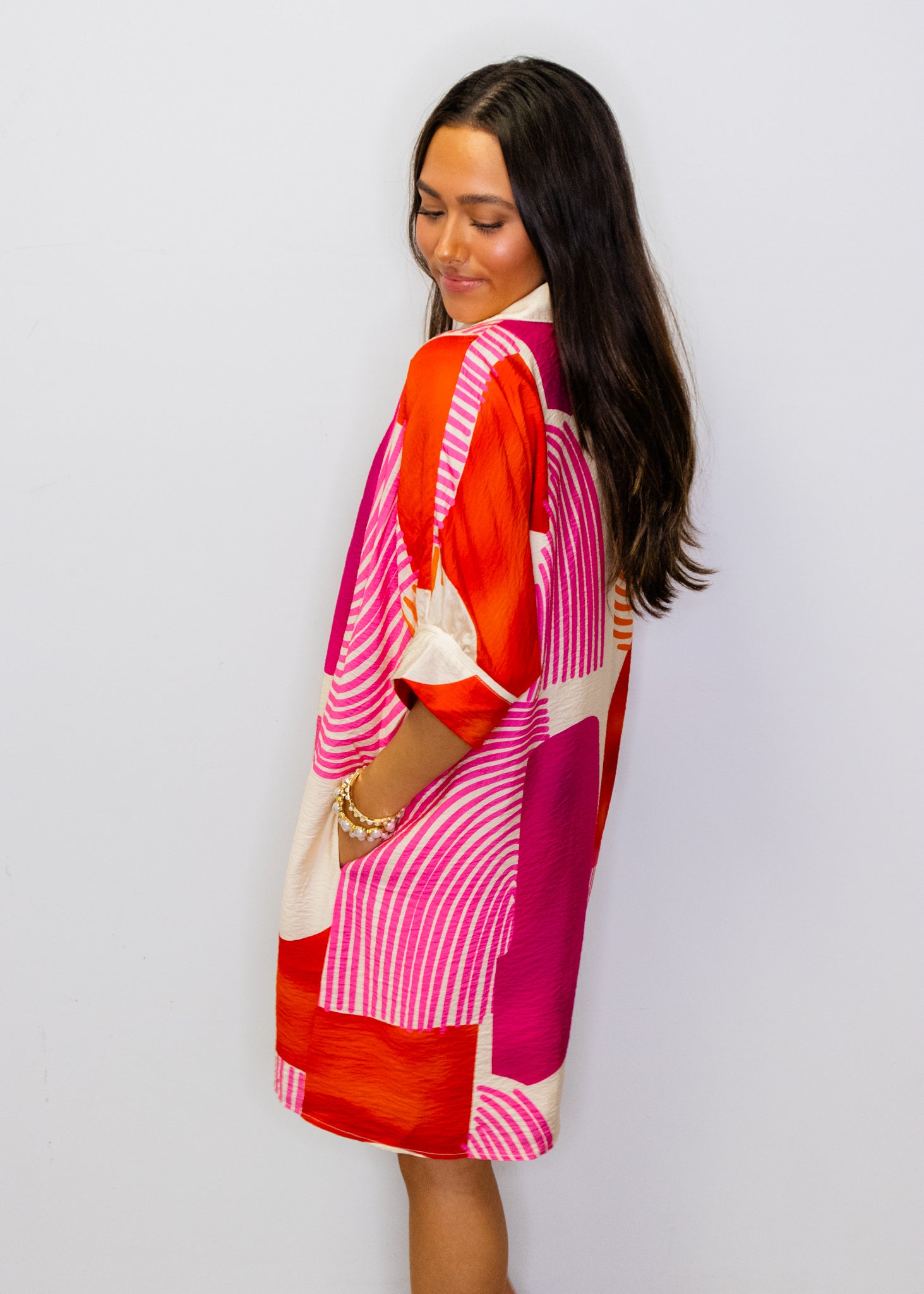 Fuchsia Multi Geometric Dress