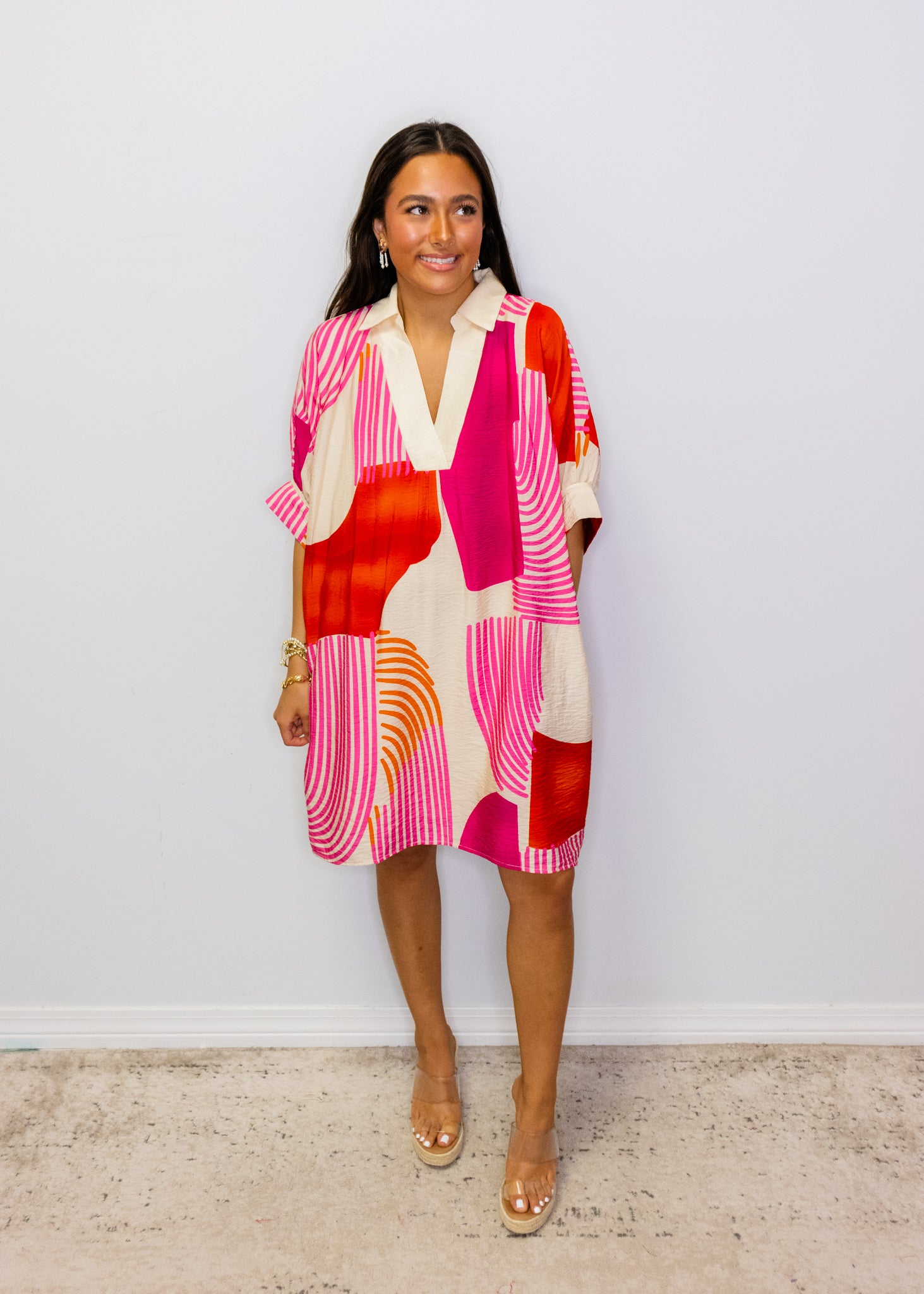 Fuchsia Multi Geometric Dress