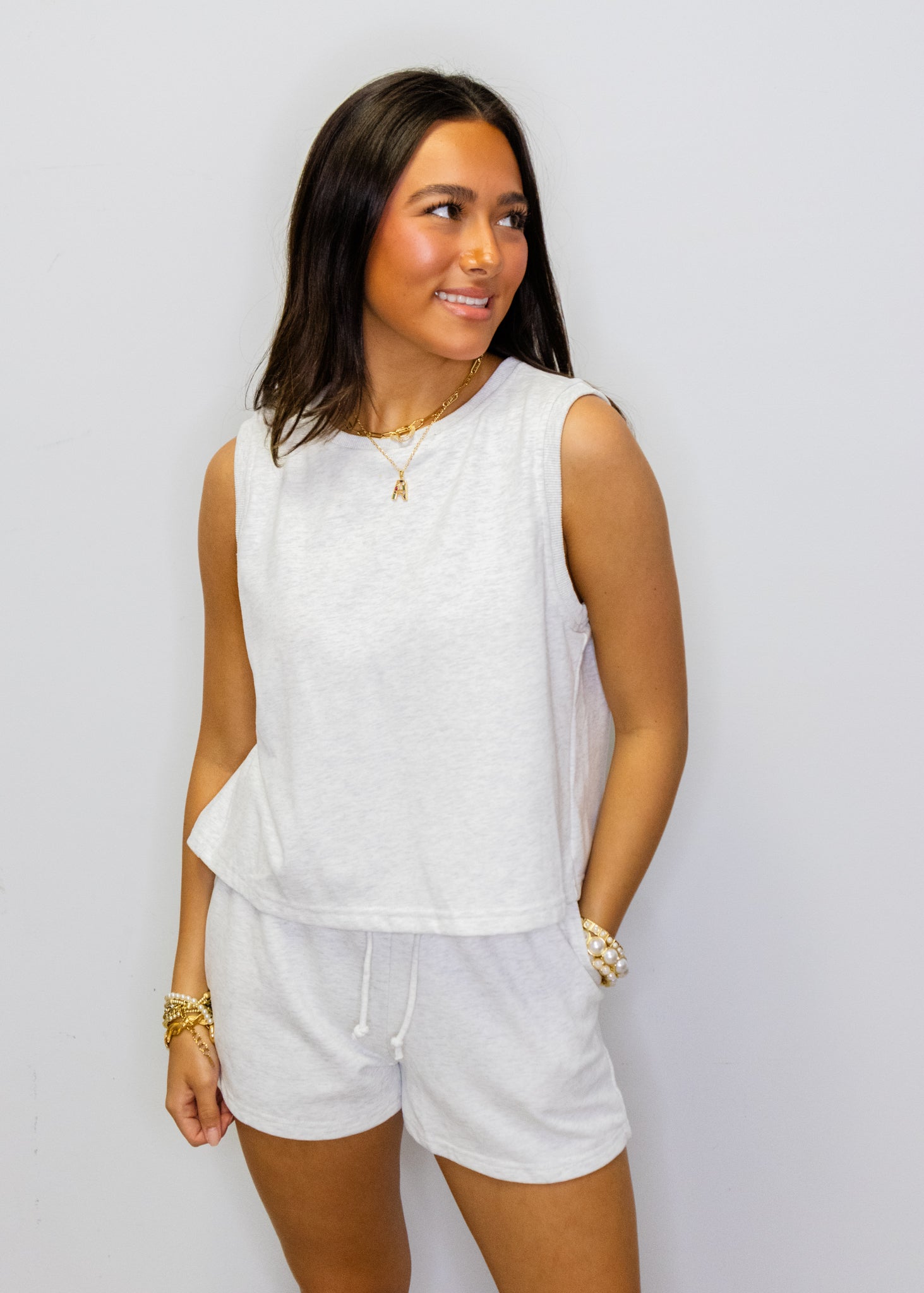 Grey French Terry Shorts Set