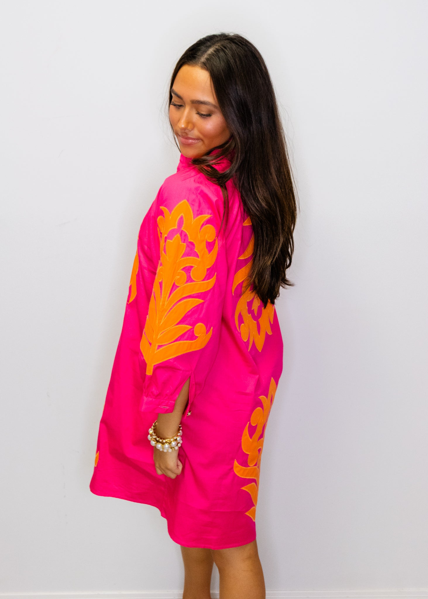 Fuchsia & Orange Baroque Shift Dress