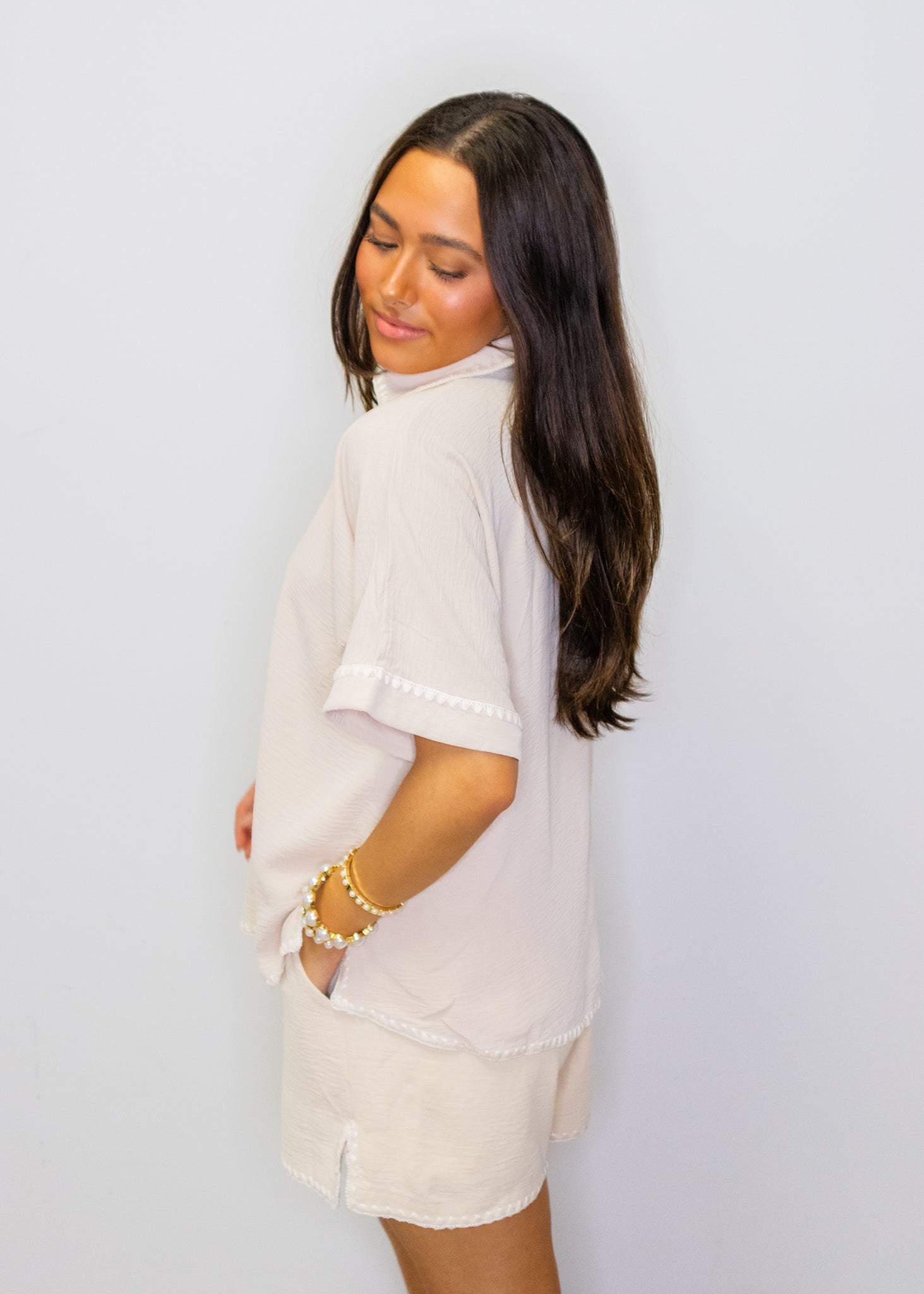 Oatmeal Contrast Shorts Set