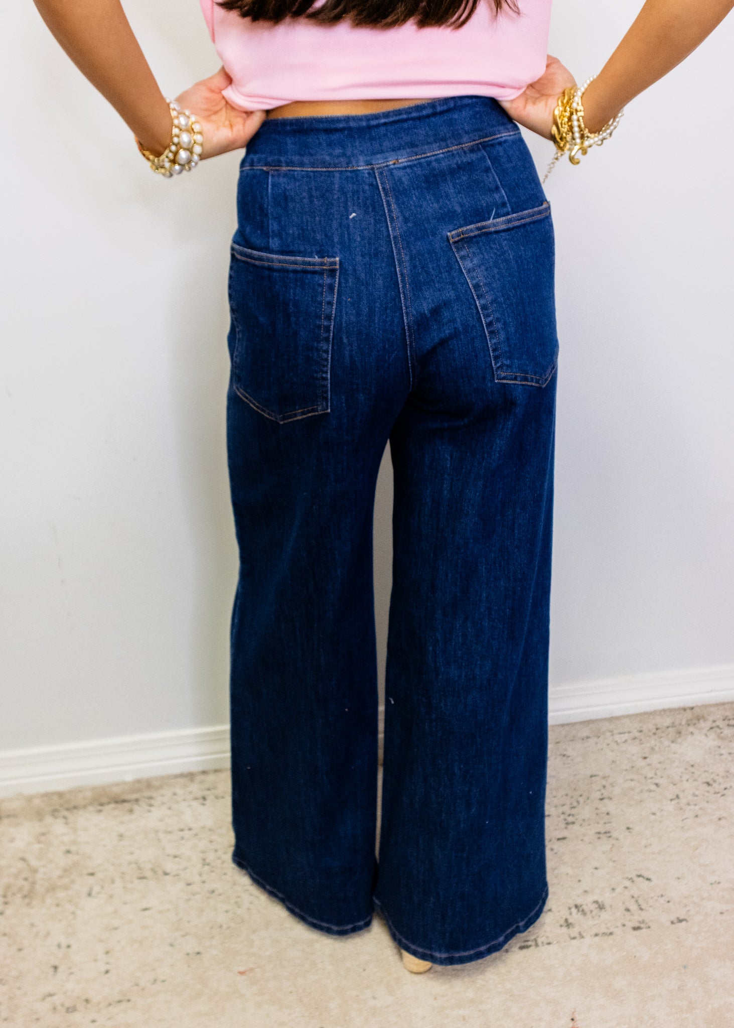 Dark Denim High Waisted Wide Leg Jean