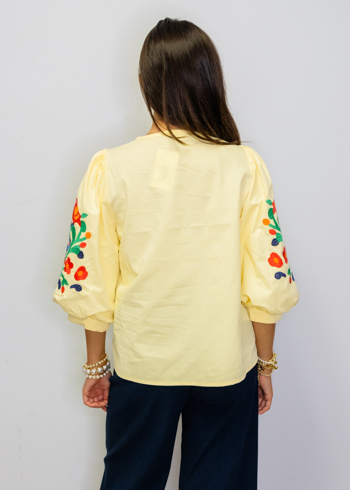 Yellow Floral Embroidered Top
