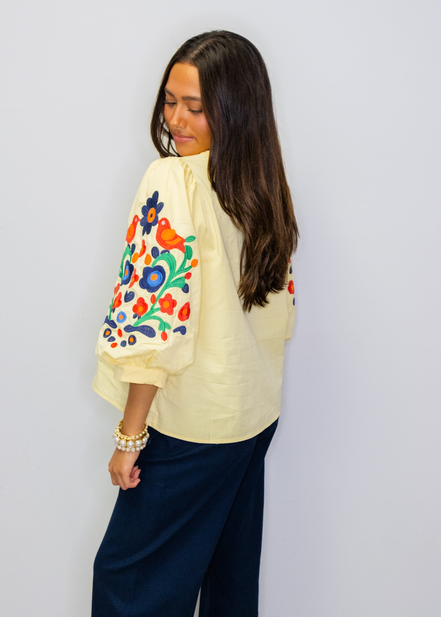 Yellow Floral Embroidered Top