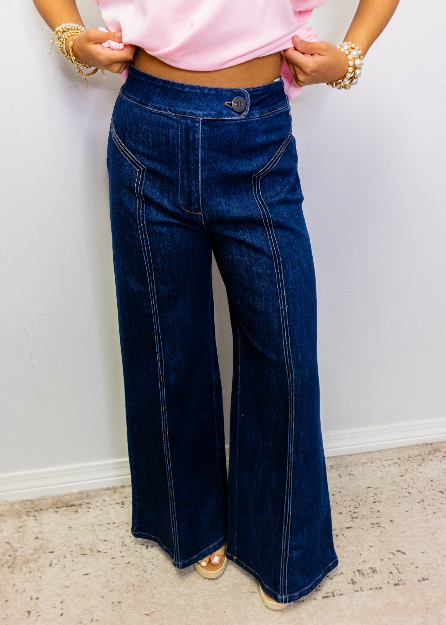 Dark Denim High Waisted Wide Leg Jean