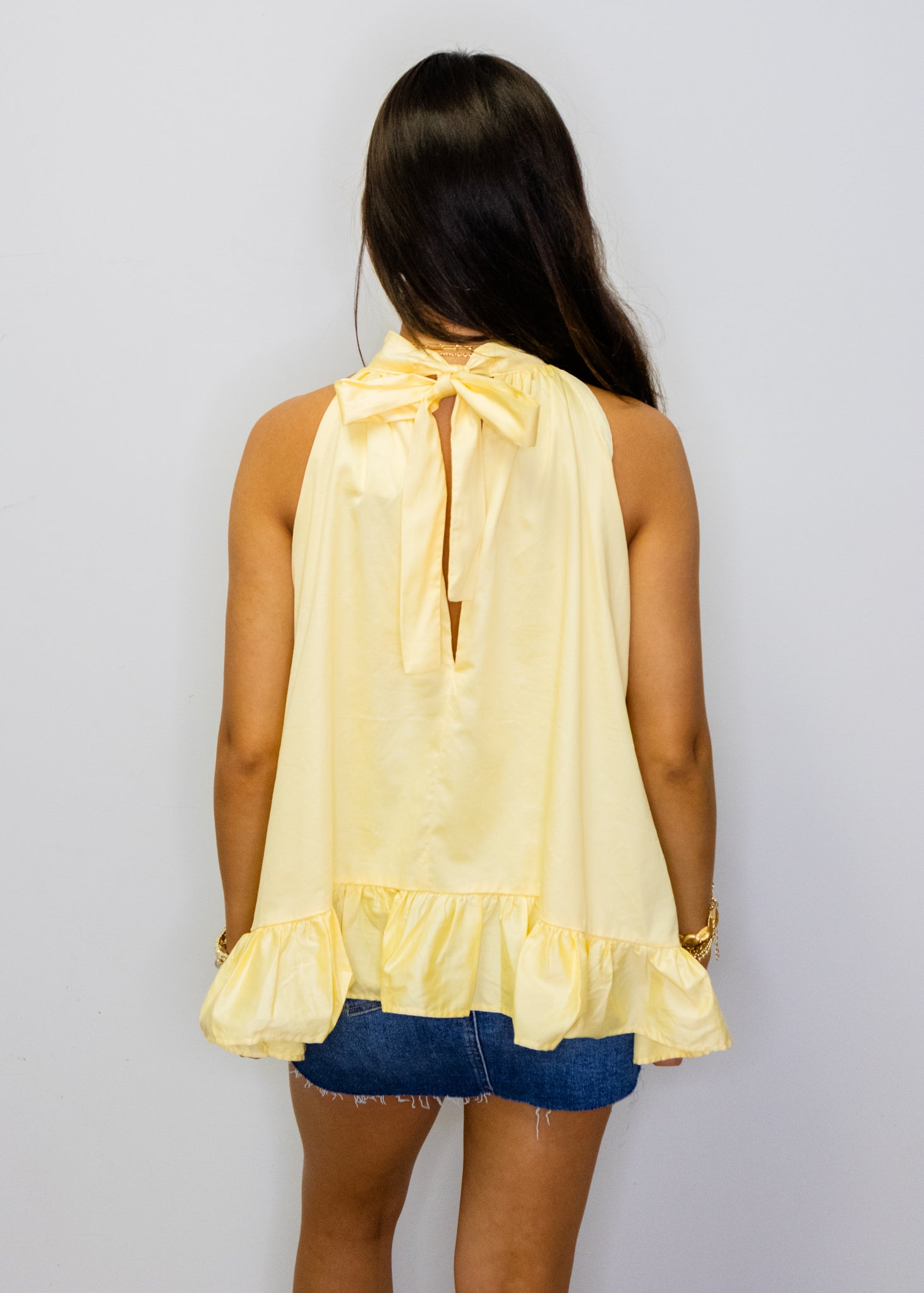 Yellow Halter Tie Flowy Top