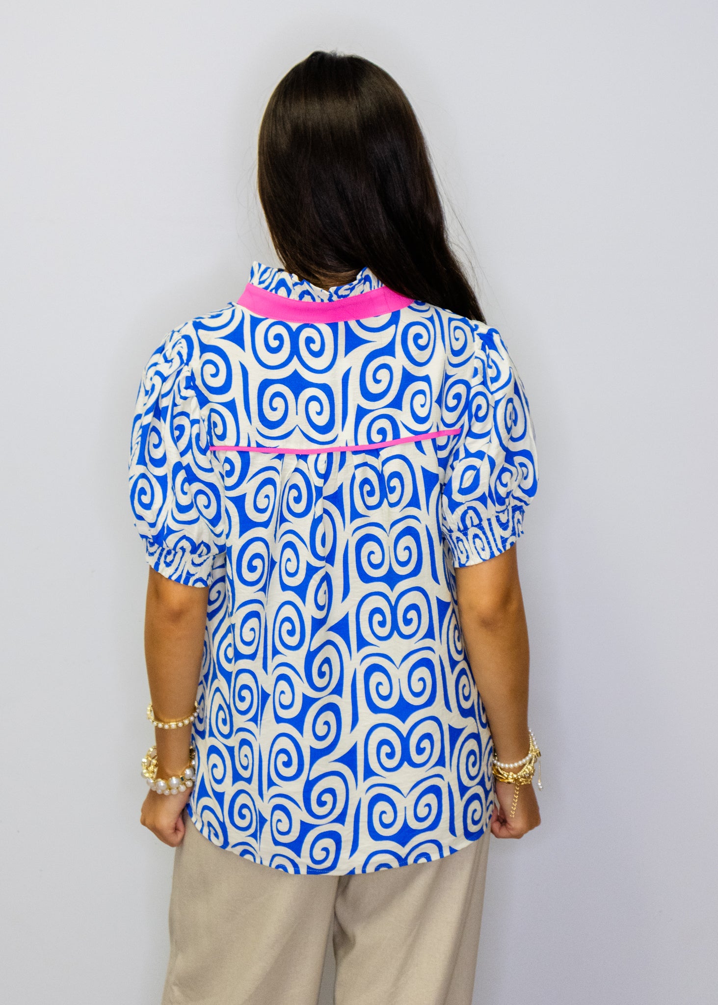 Royal Blue Swirl Contrast Top