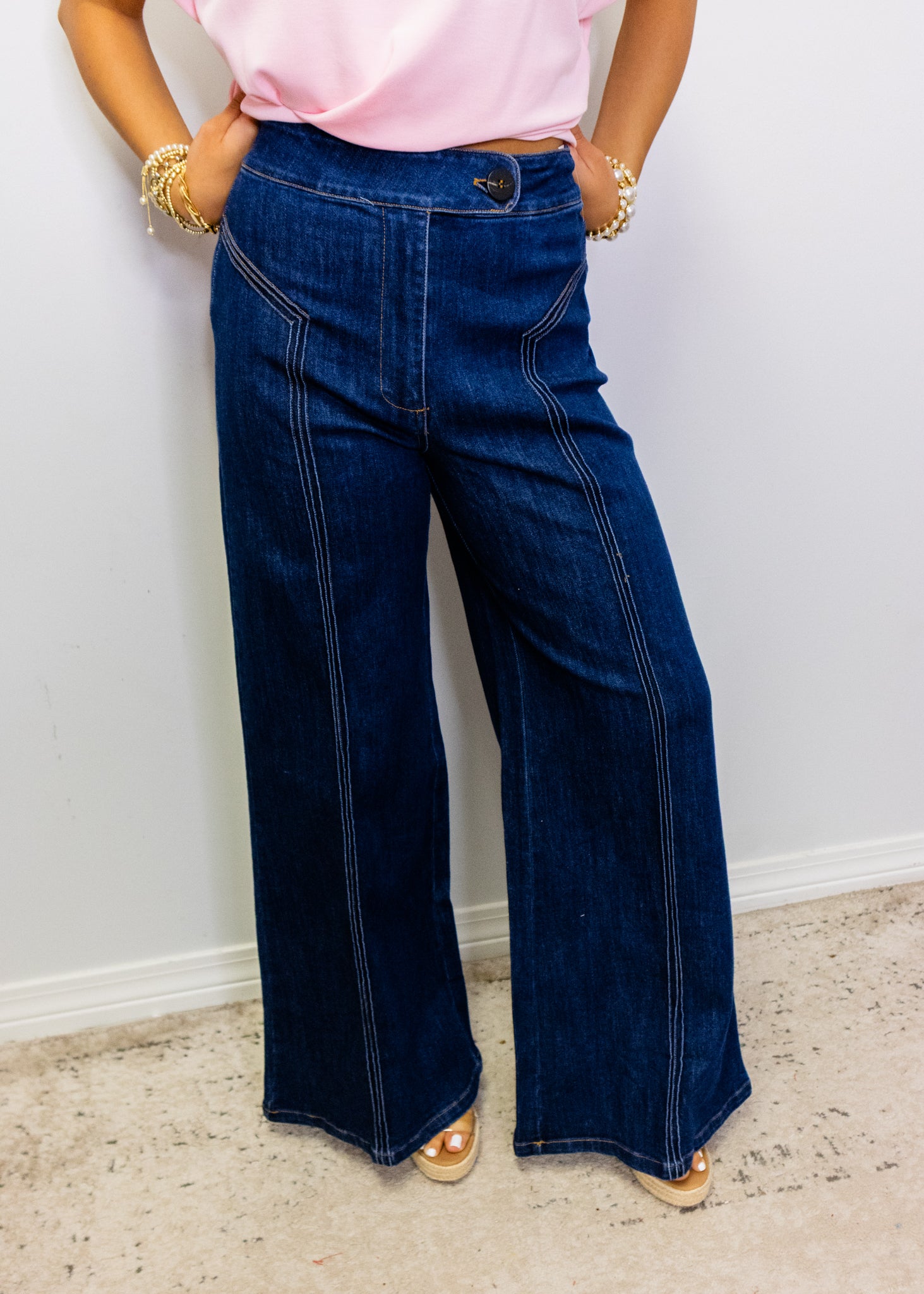 Dark Denim High Waisted Wide Leg Jean