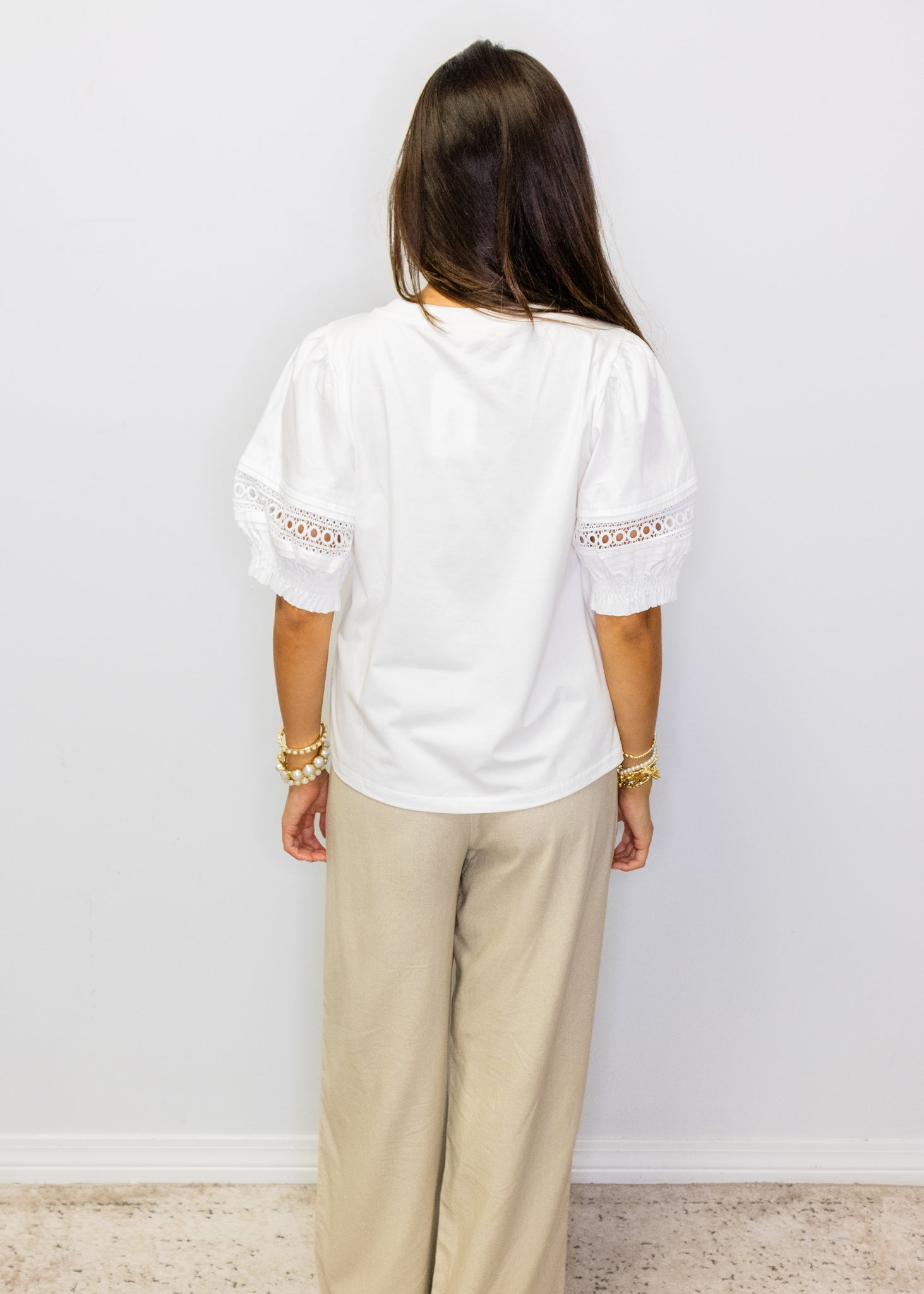 White Lace Detail Top