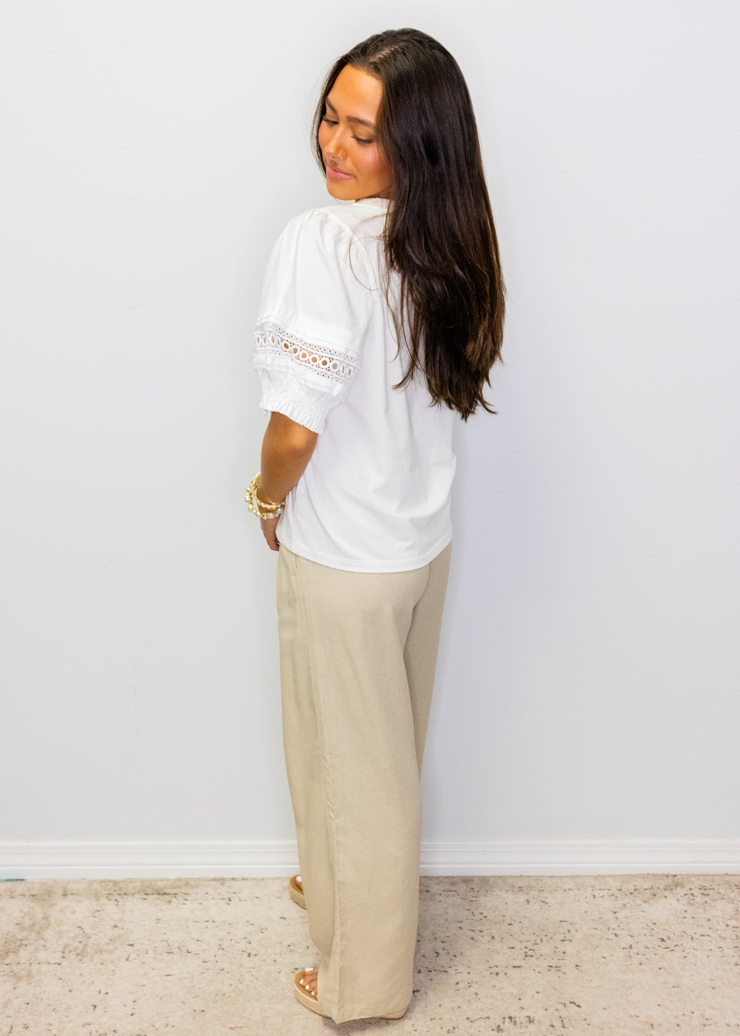 White Lace Detail Top