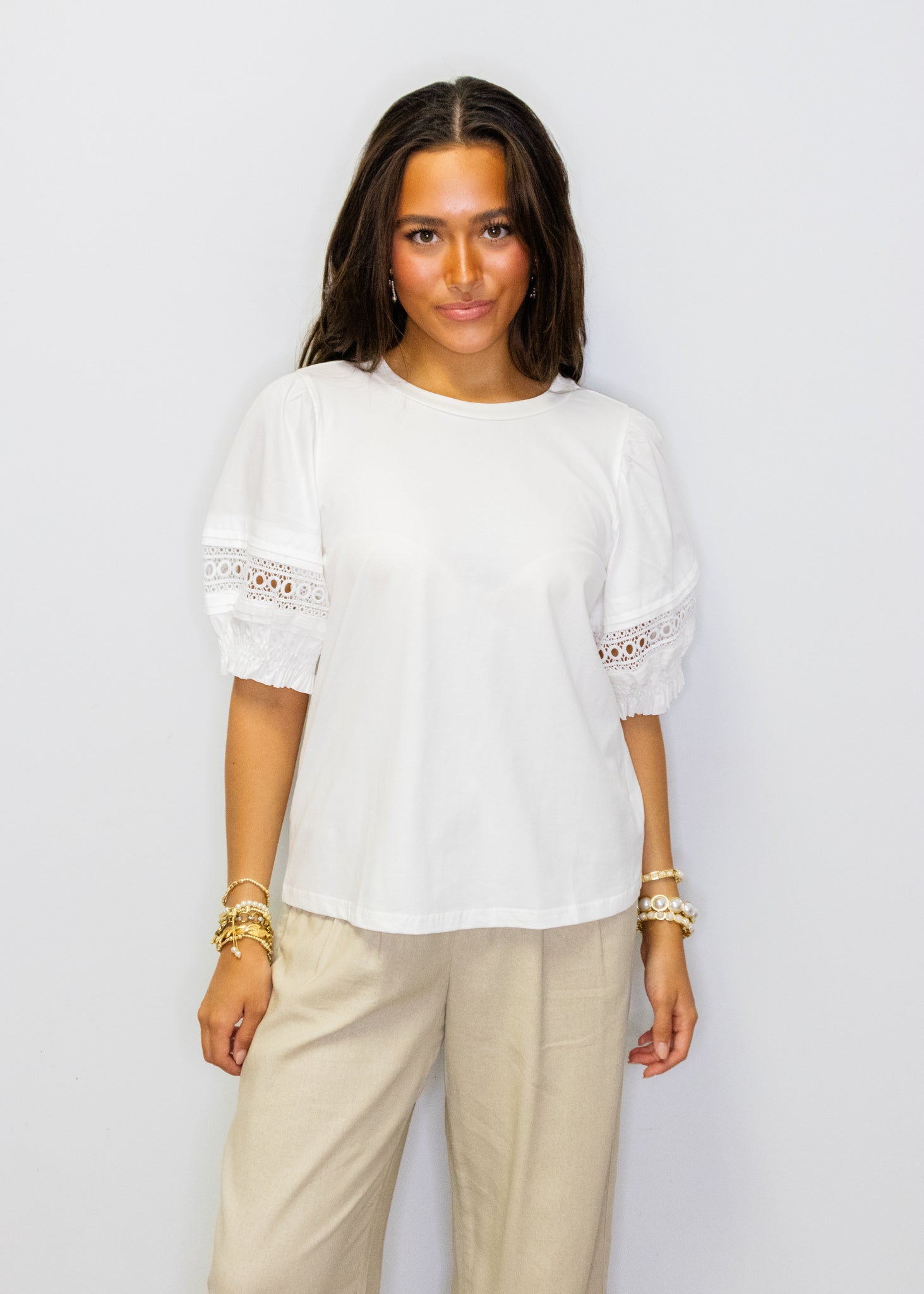 White Lace Detail Top