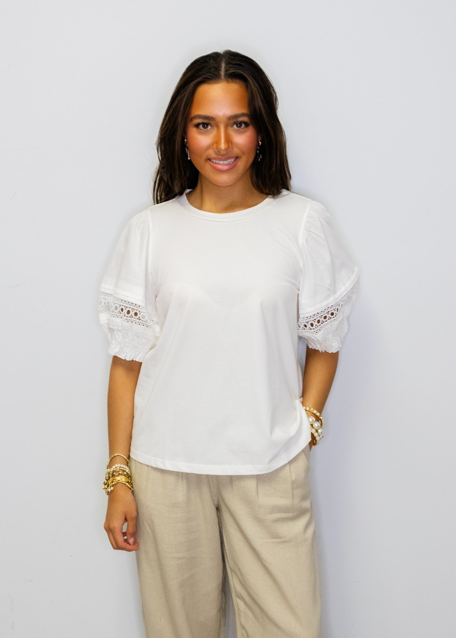 White Lace Detail Top