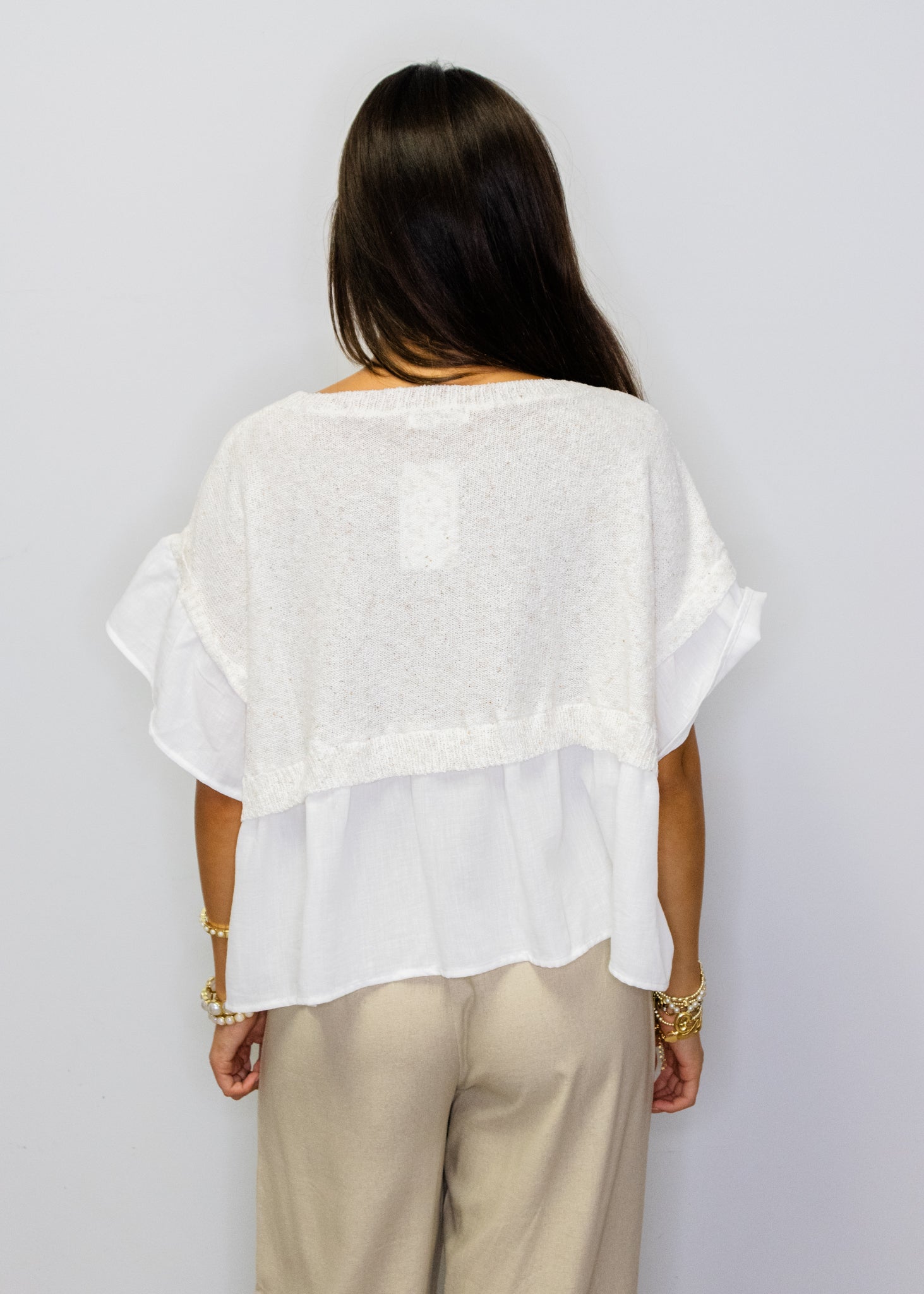 Oatmeal Peplum Knit Top