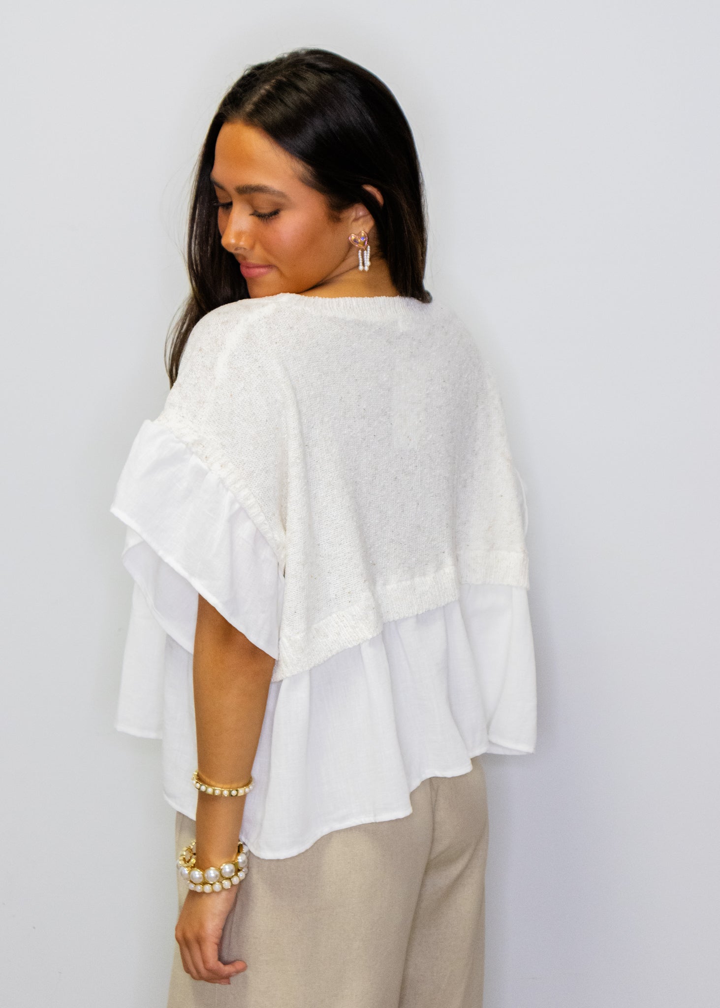 Oatmeal Peplum Knit Top