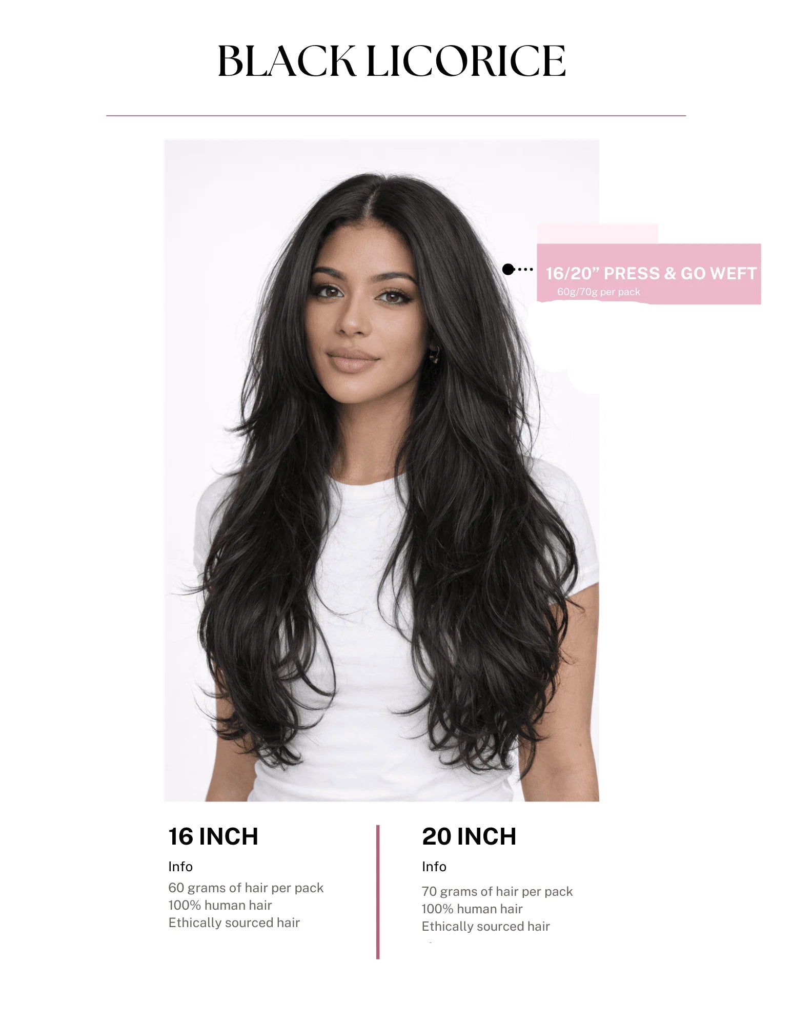 Black Licorice Hair Extensions 16"