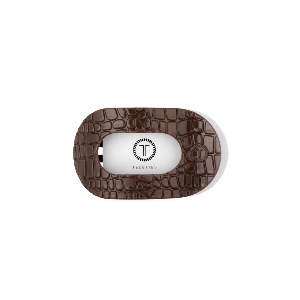 Brown Crocodile Small Flat Round Hair Clip