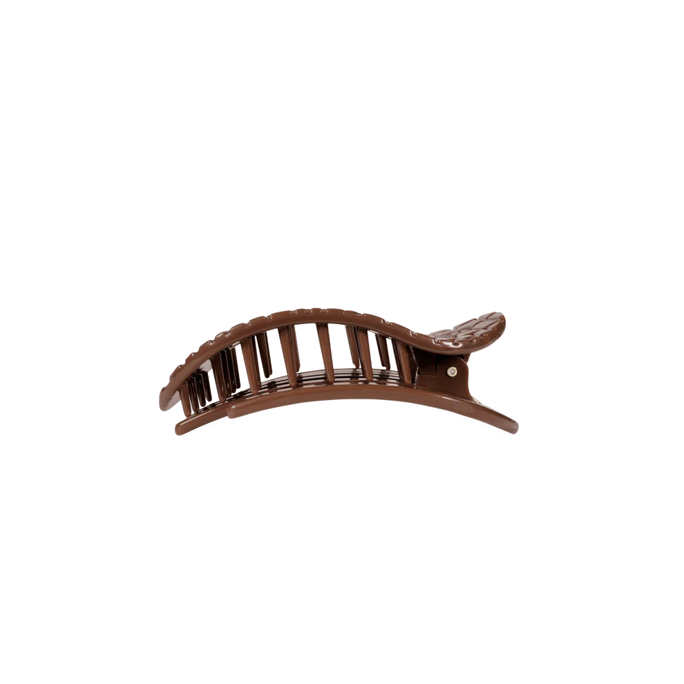 Brown Crocodile Small Flat Round Hair Clip