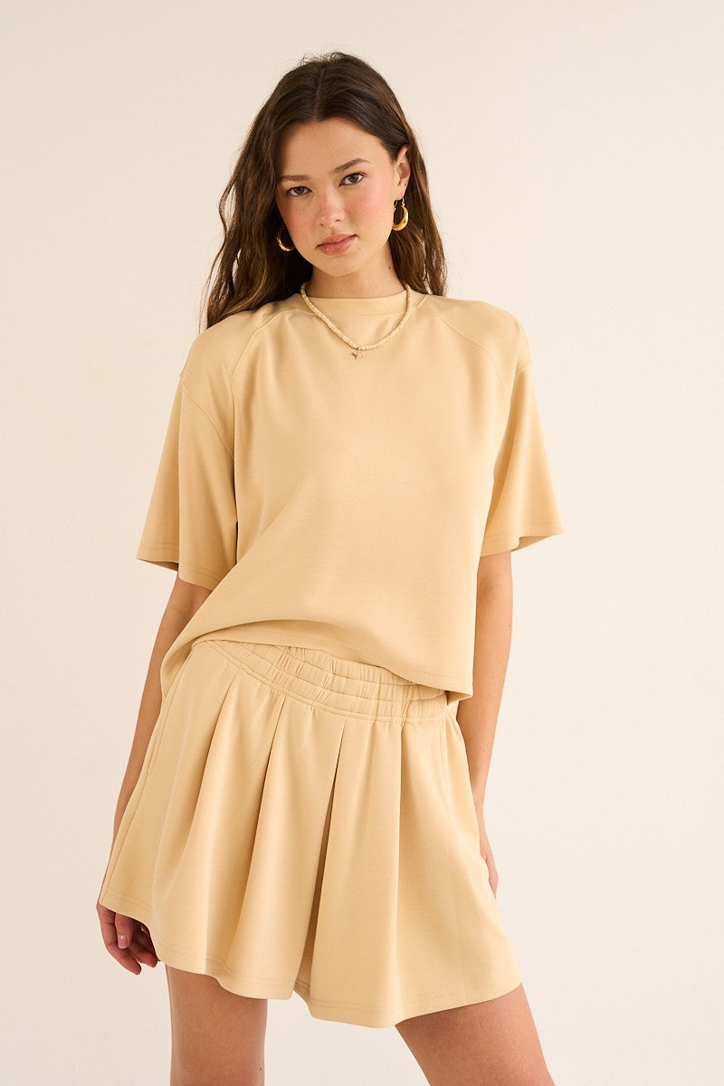 Butter Modal Pleated Short Set