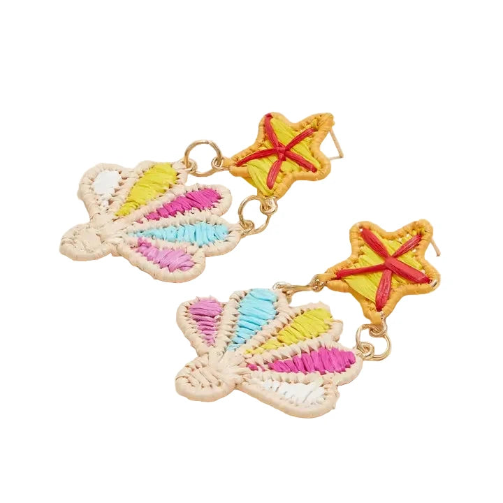 Sea Life Raffia Colorful Earrings