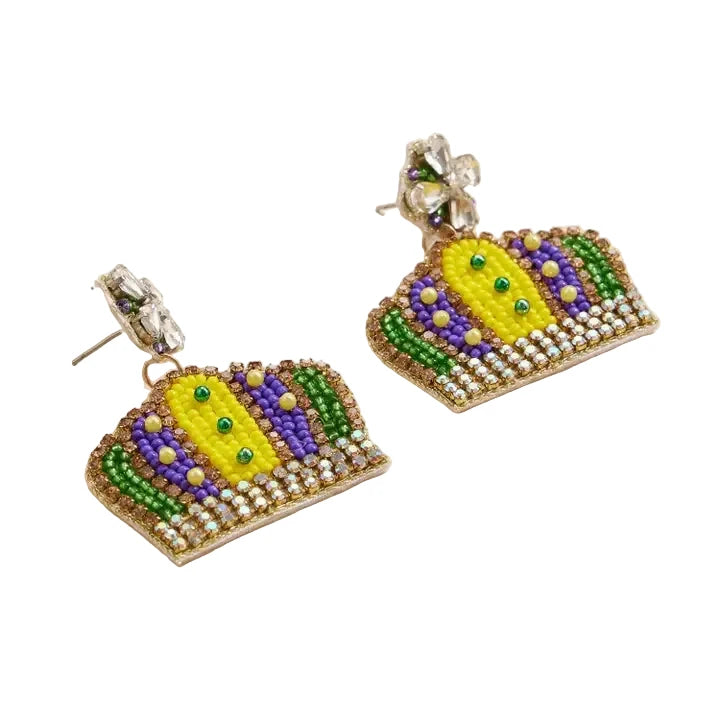Mardi Gras Crown Rhinestone Earrings