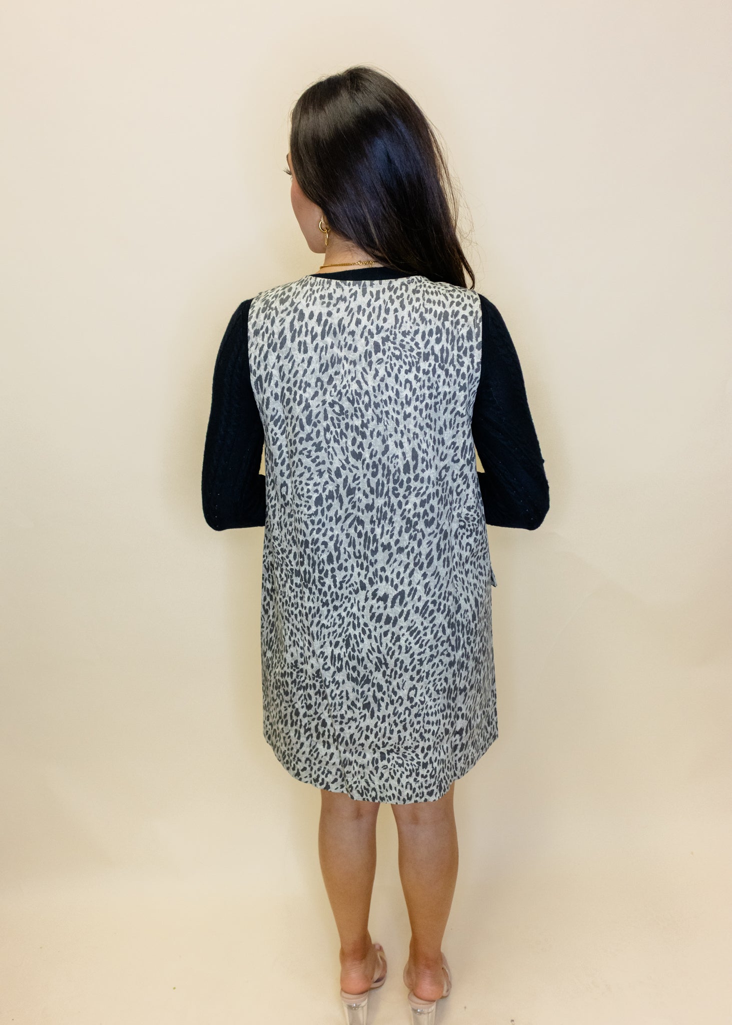 Leopard Denim Button Up Dress
