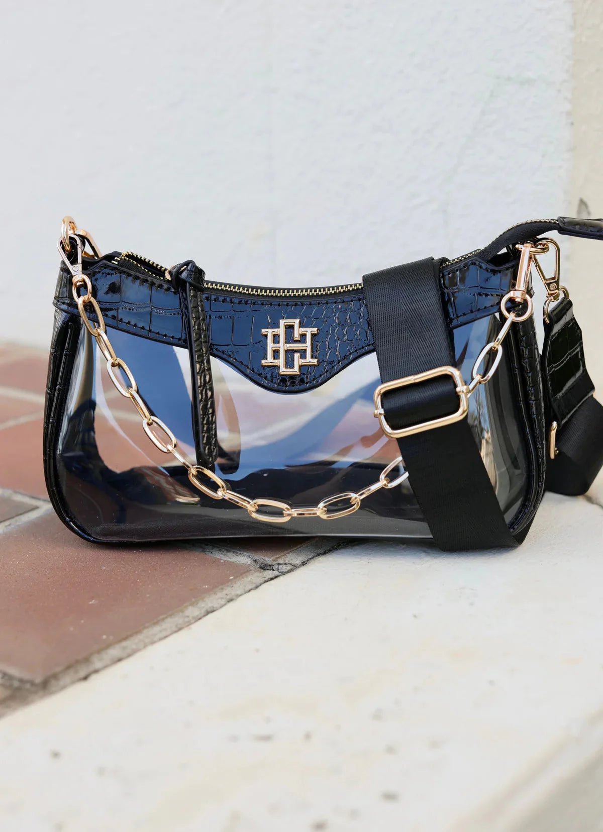 Cassidy Black Clear Crossbody Purse