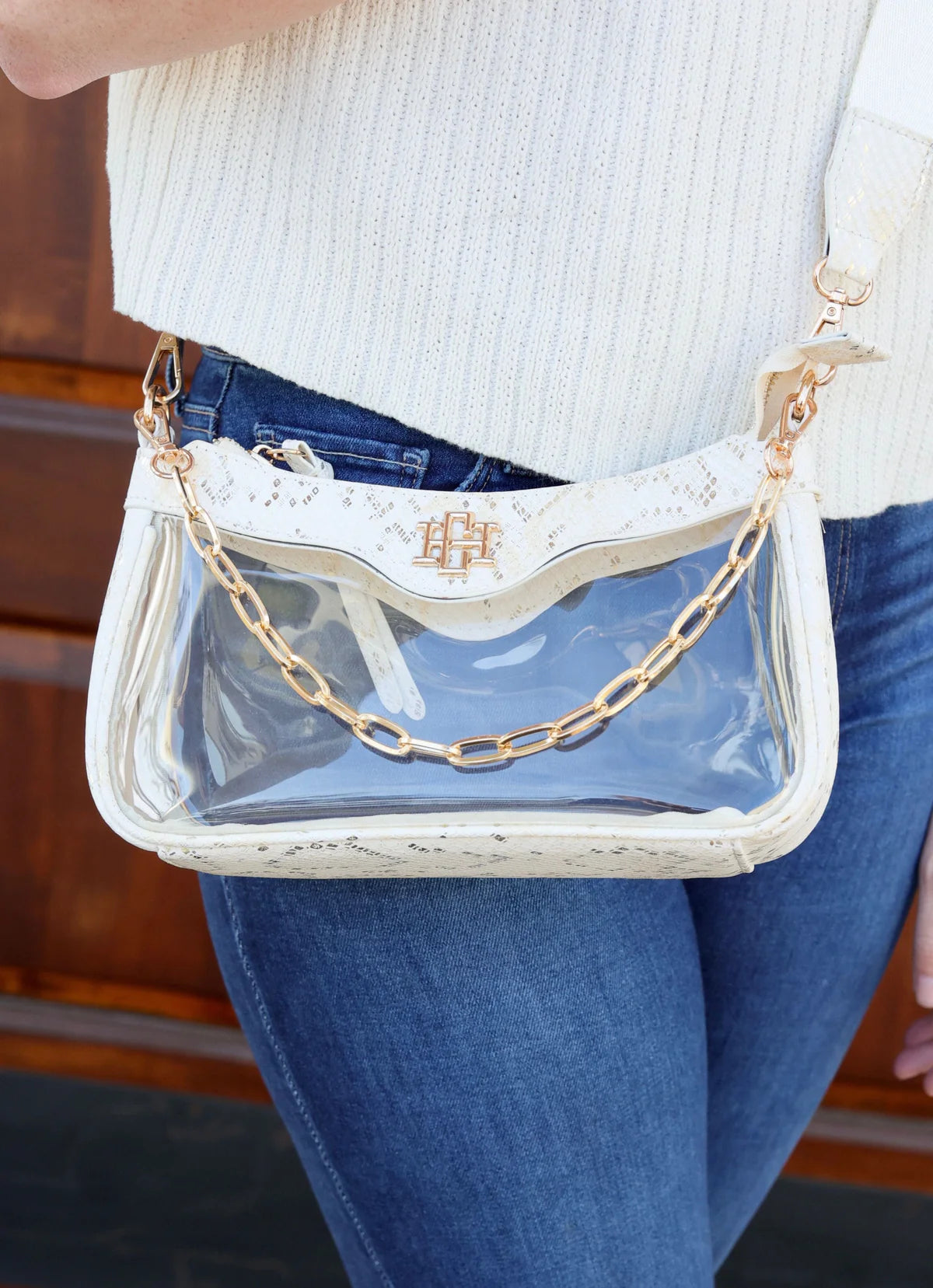 Cassidy Cream Clear Crossbody Purse