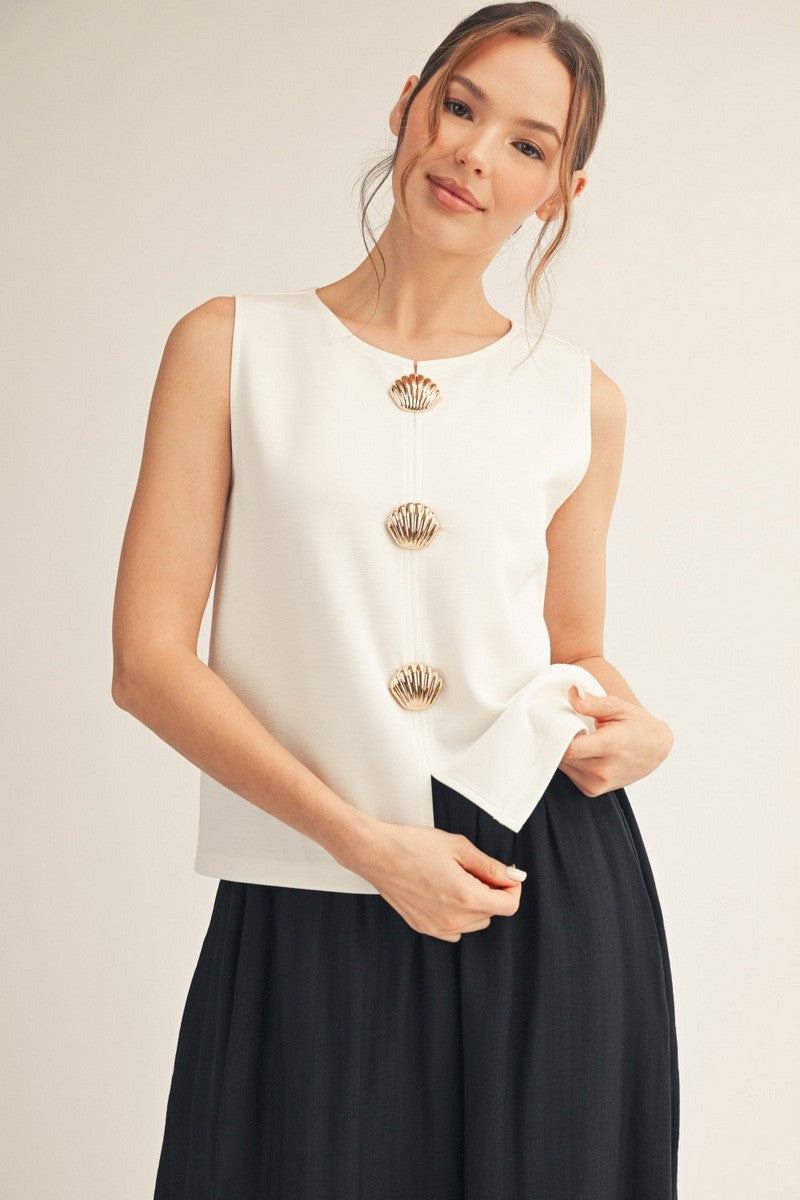 White Gold Seashell Detail Top