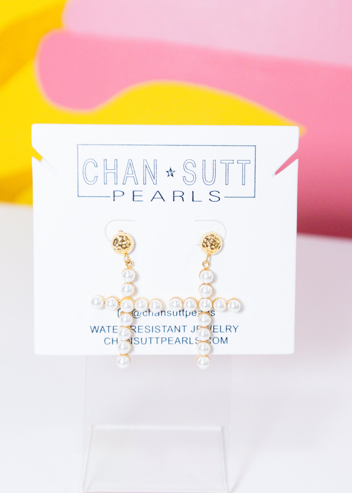 The Pearl Cross Earrings