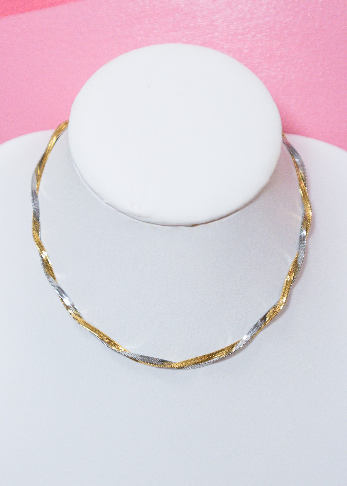 The Twist Two-Toned Herringbone Necklace