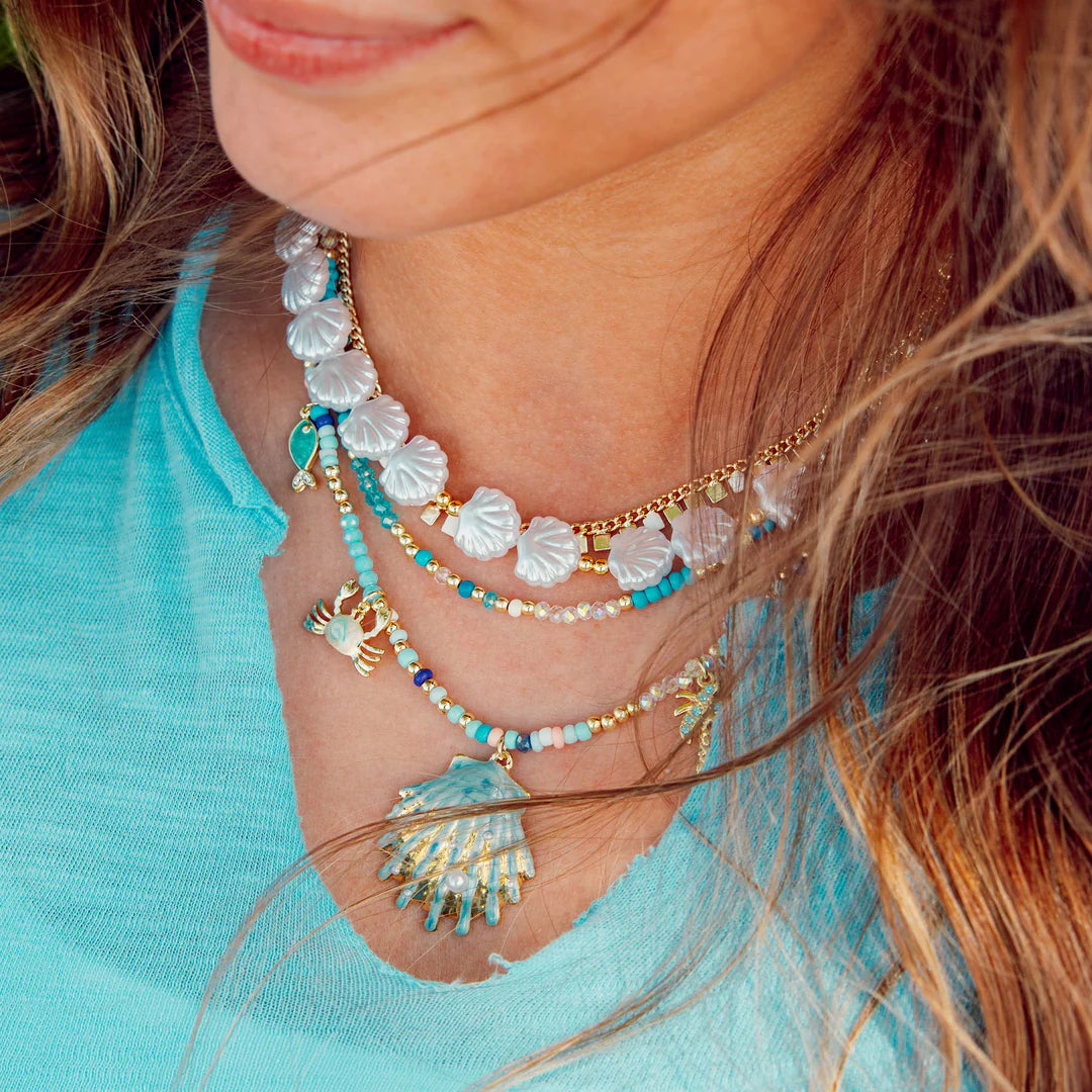 Gold Pearl Atlantic Seashell Necklace