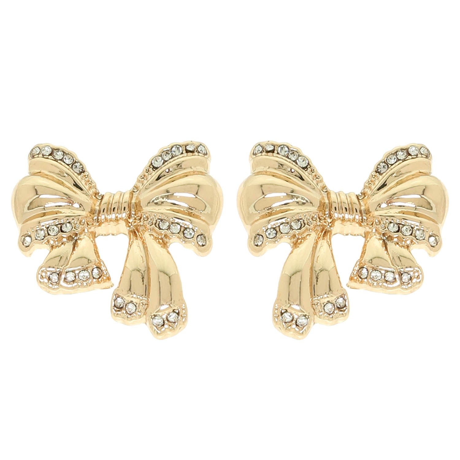 Gold Short Tail Bow Post Earrings