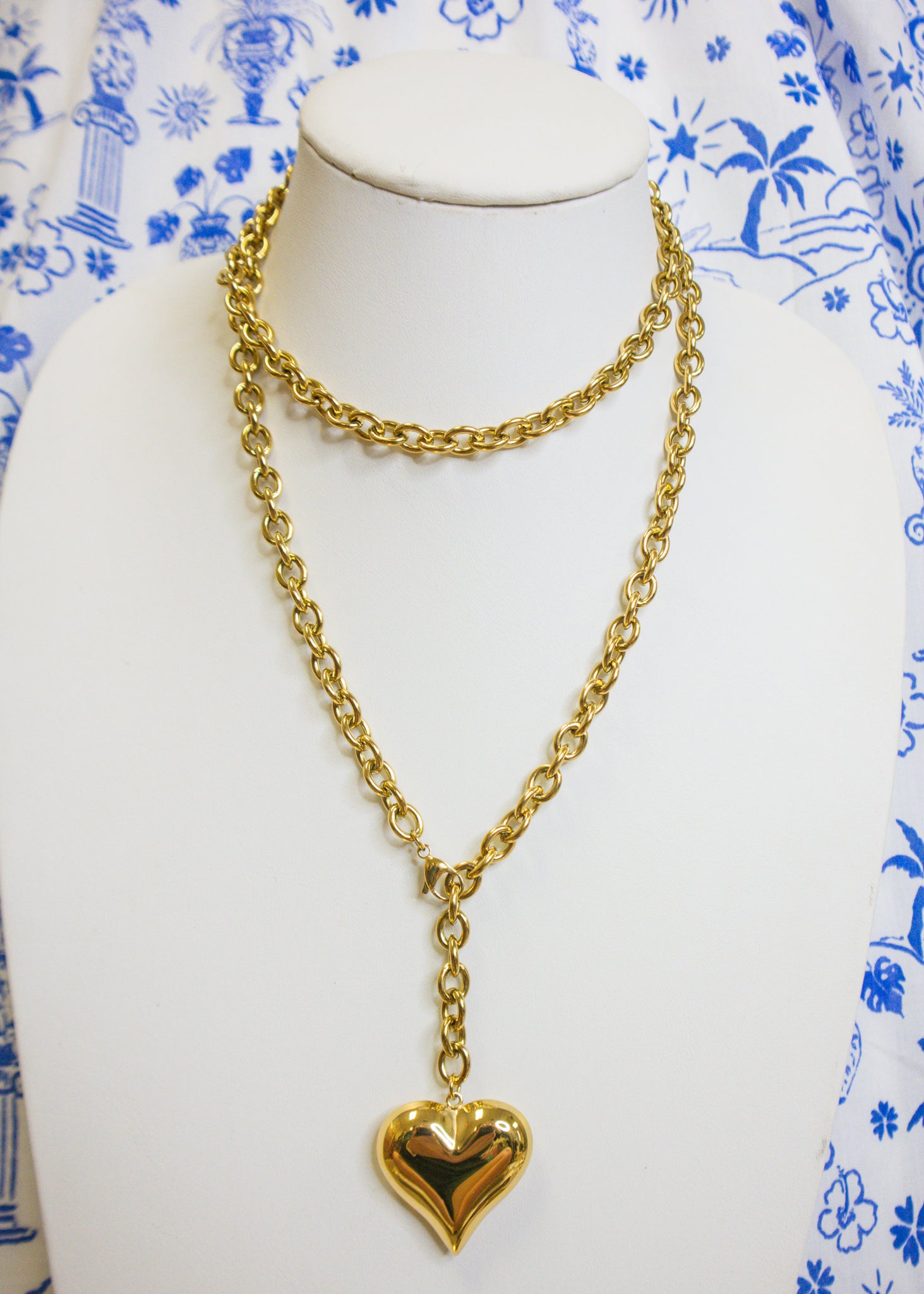 Gold XL Wrap Around Heart Necklace
