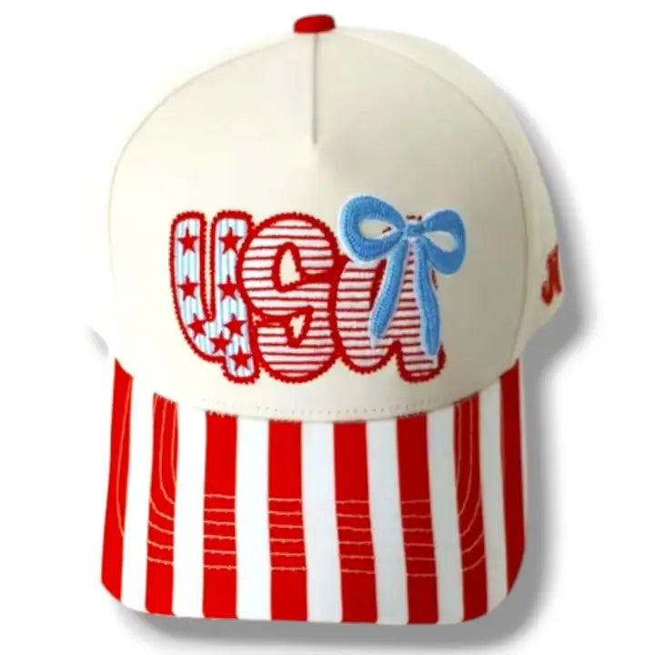 USA Bow Stripe Embroidered Hat