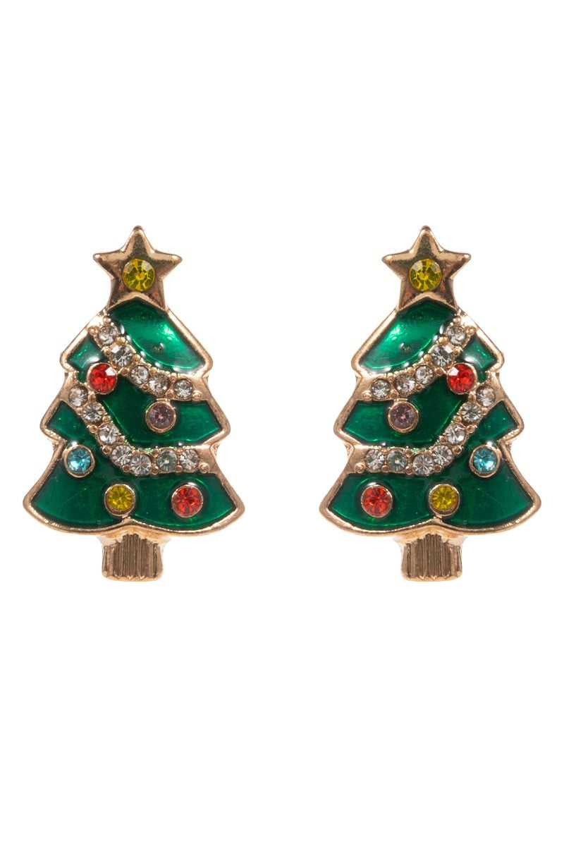 Christmas Tree Enamel Earrings